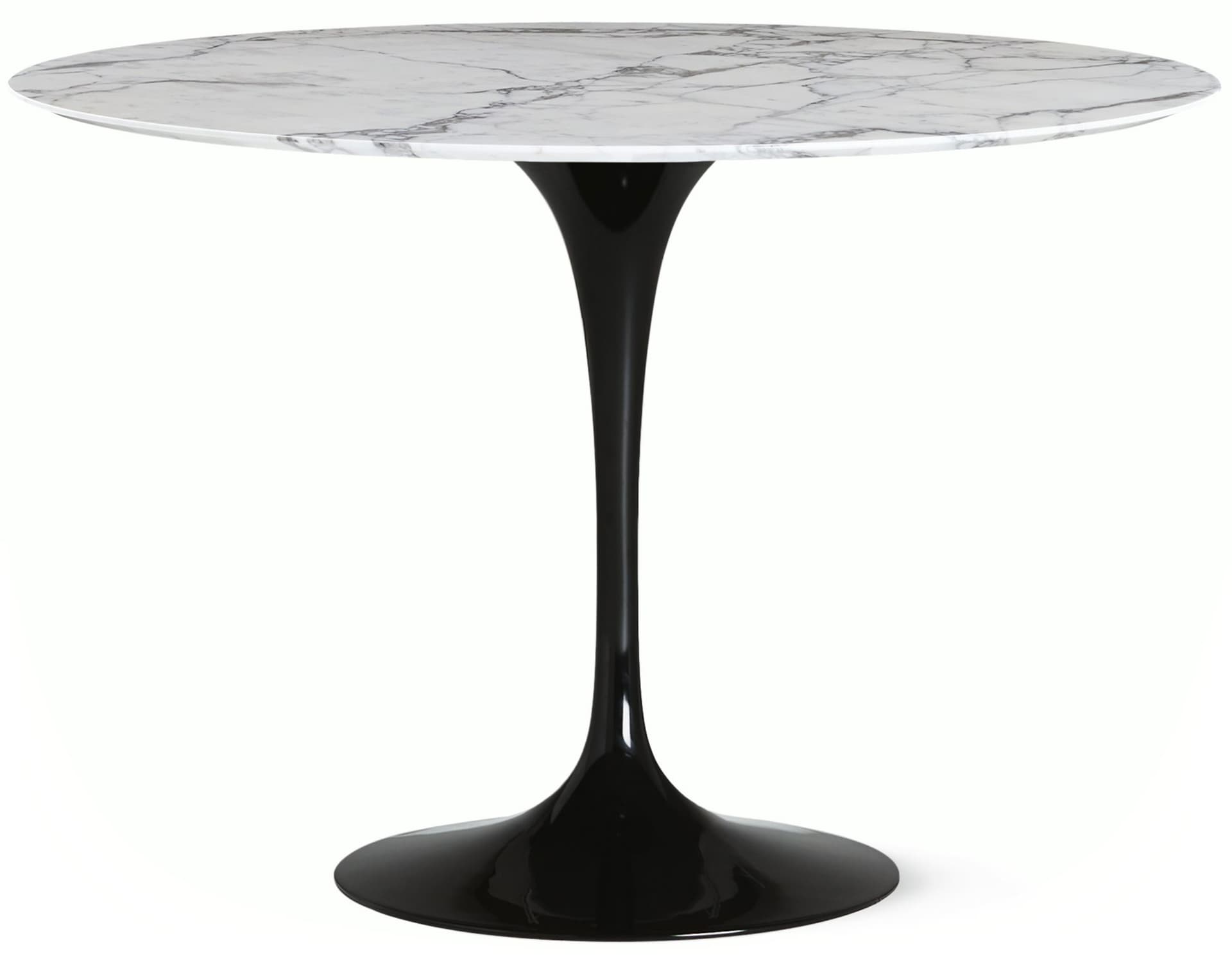 saarinen dining table - 42" round / high gloss - black / polished marble - arabescato