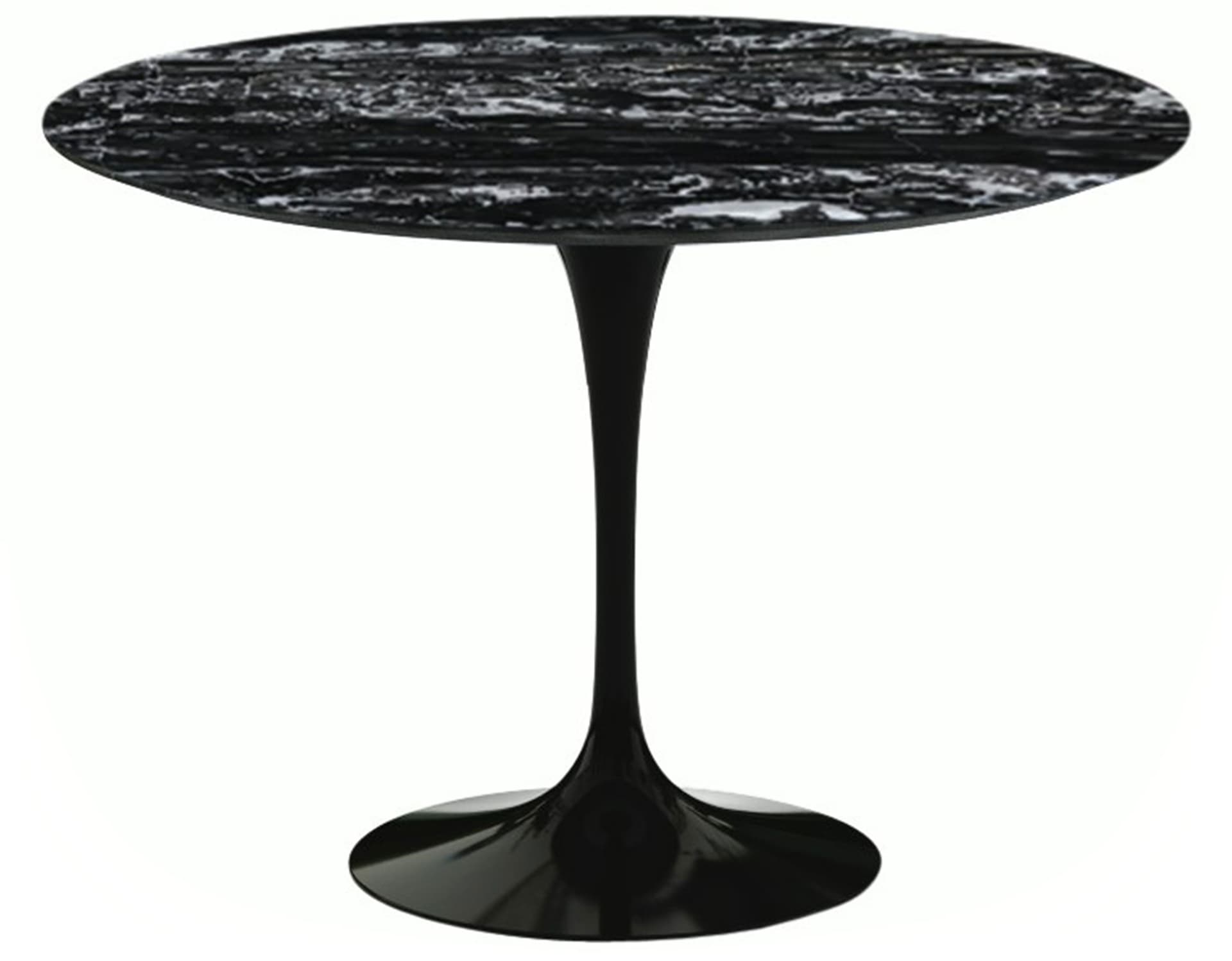 saarinen dining table - 42" round / high gloss - black / polished marble - portoro