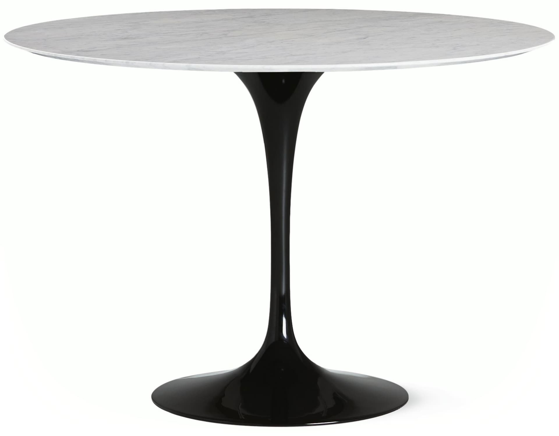 saarinen dining table - 42" round / high gloss - black / satin marble - carrara