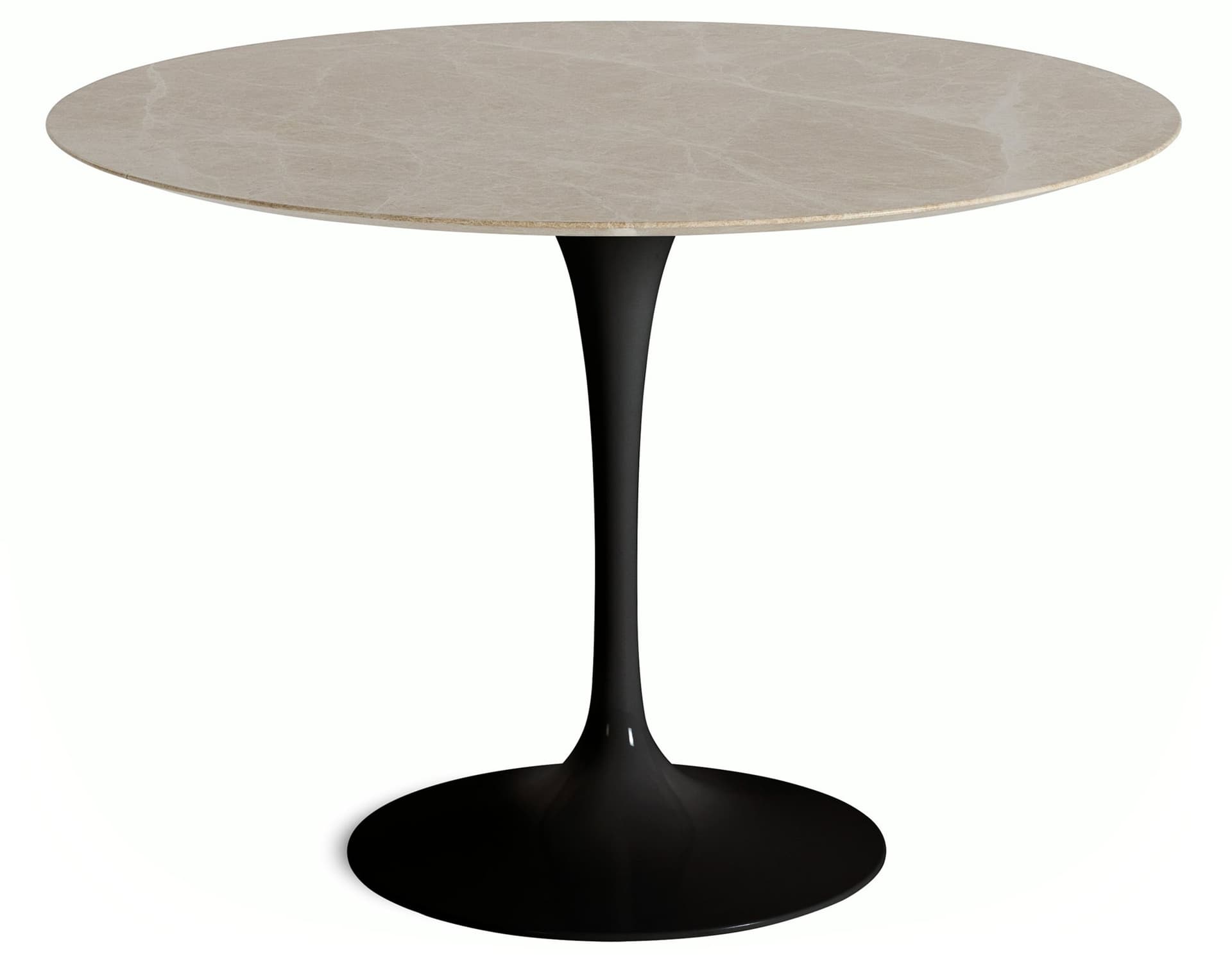 saarinen dining table - 42" round / high gloss - black / polished marble - emperador light