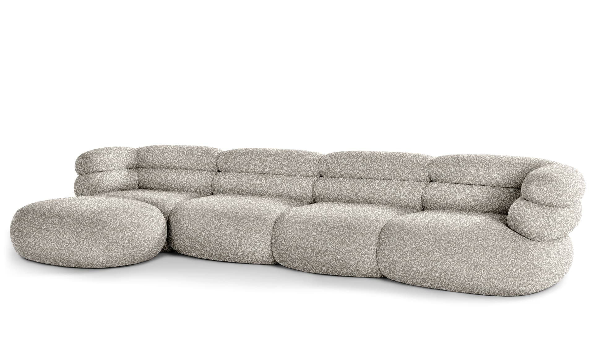 Biboni Sofa Four Seater with Chaise / chaise on right, when seated / melange sublime - taupe