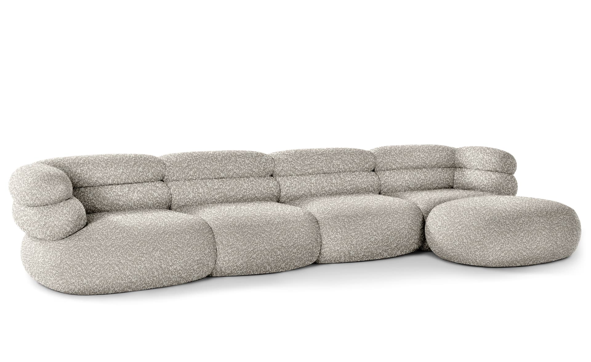 Biboni Sofa Four Seater with Chaise / chaise on left, when seated / melange sublime - taupe