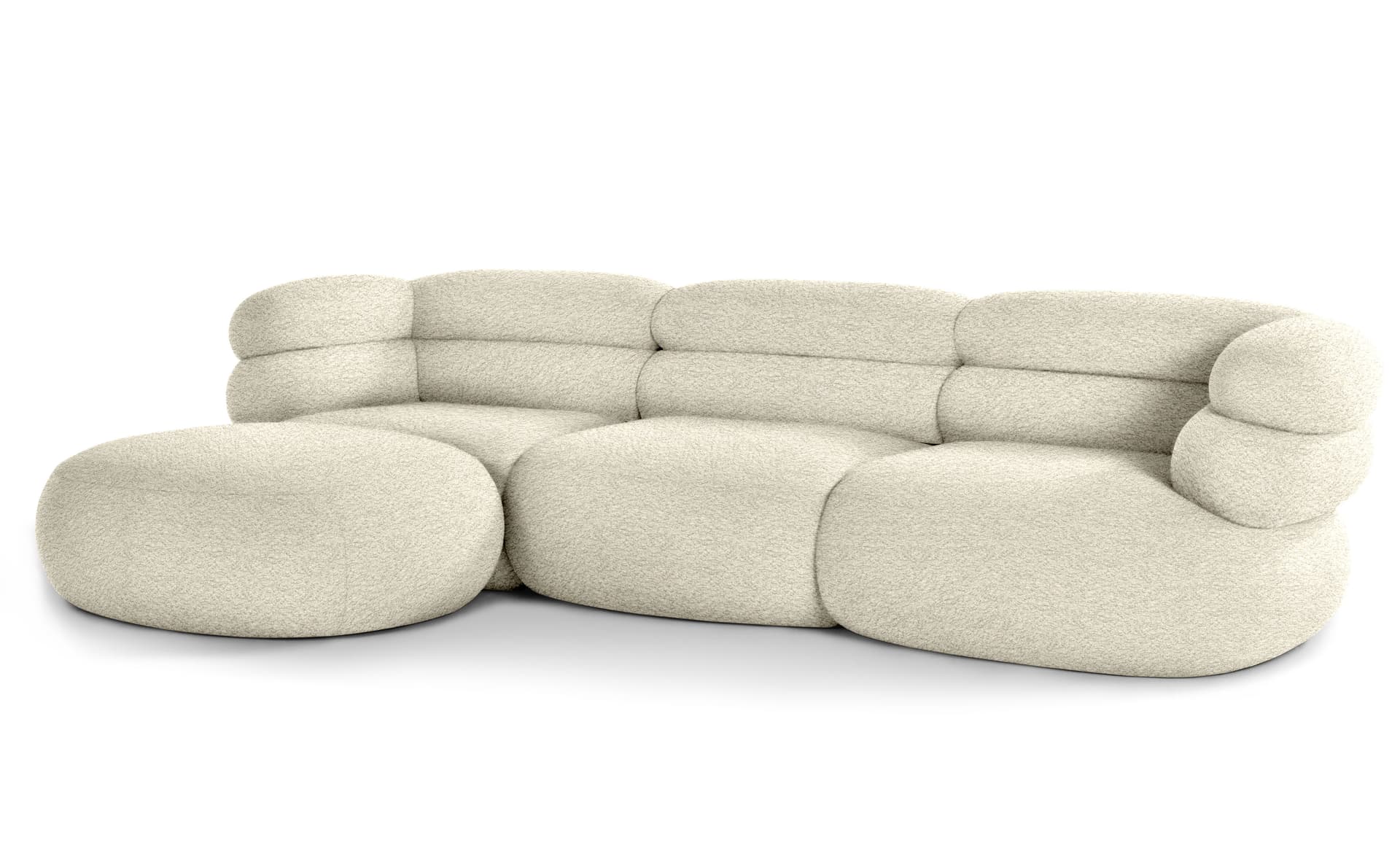 Biboni Sofa Three Seater with Chaise / chaise on right, when seated / solid sublime - cream