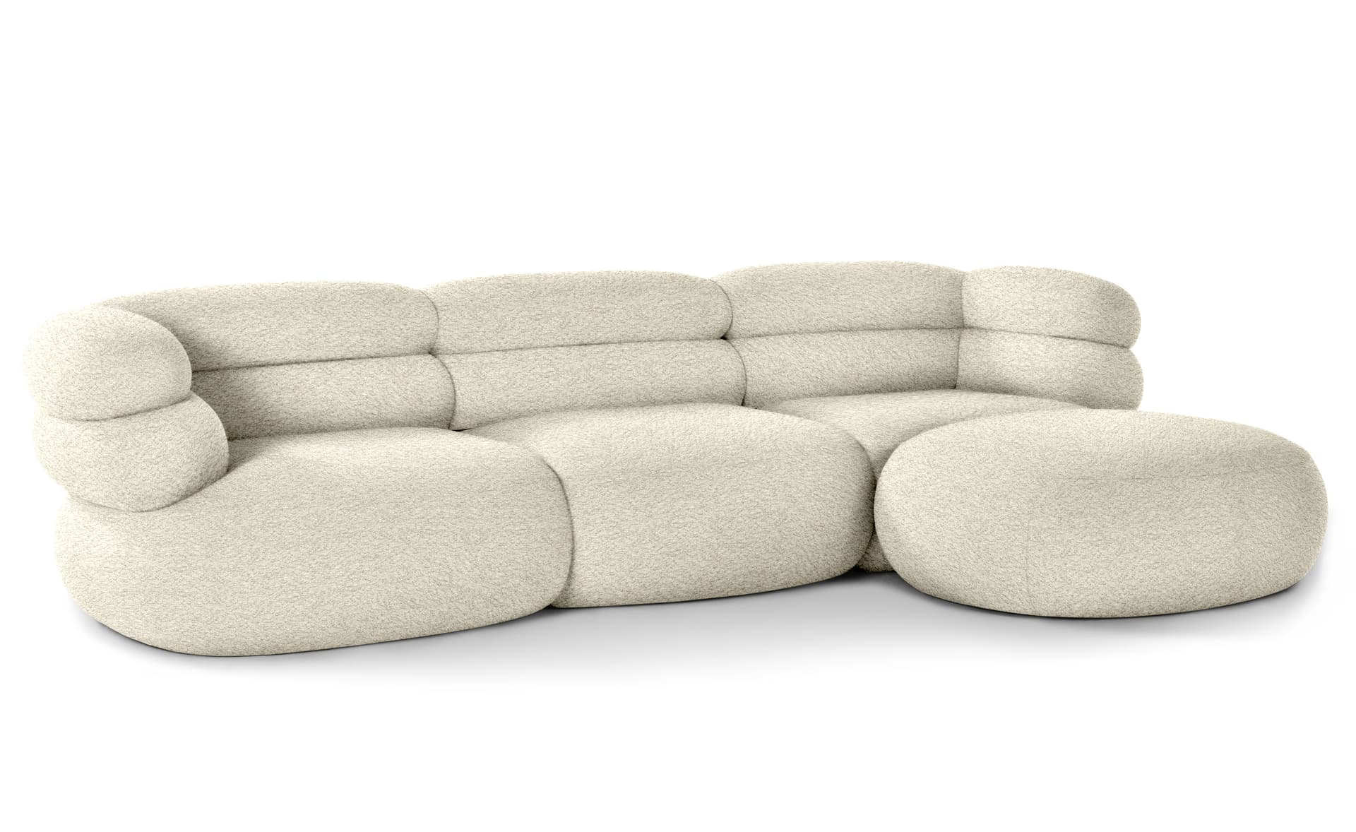 Biboni Sofa Three Seater with Chaise / chaise on left, when seated / solid sublime - cream