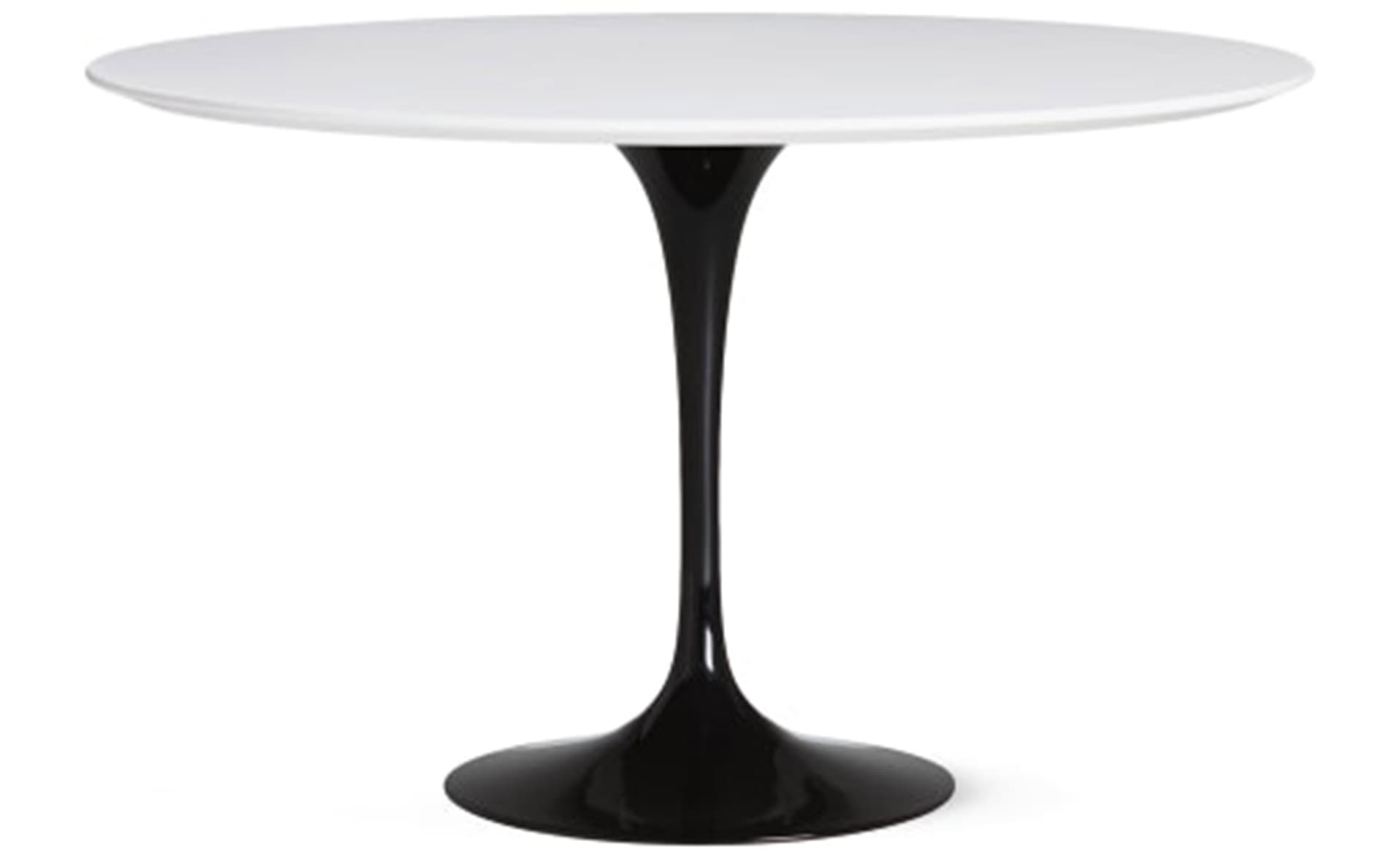 saarinen dining table - 47" round / high gloss - black / laminate - white