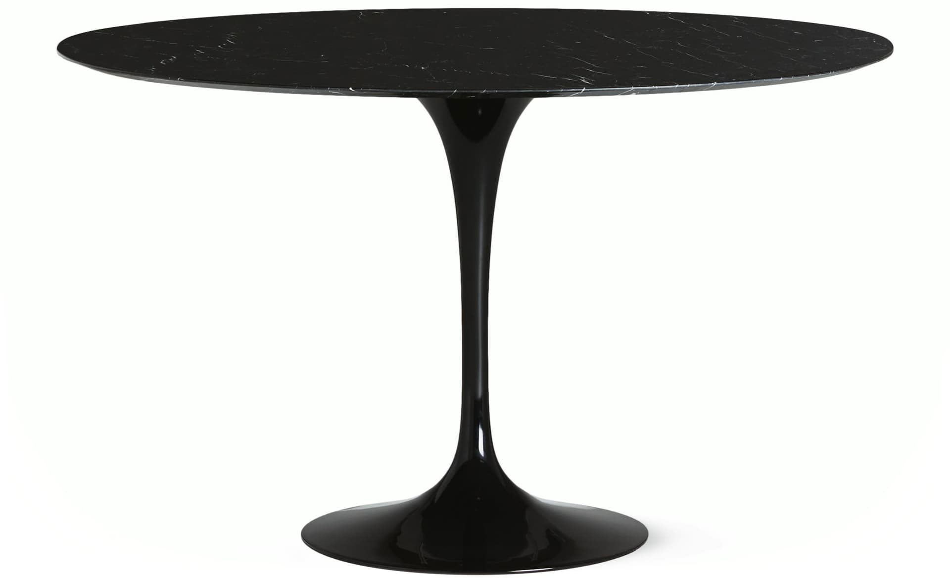 saarinen dining table - 47" round / high gloss - black / polished marble - nero marquina