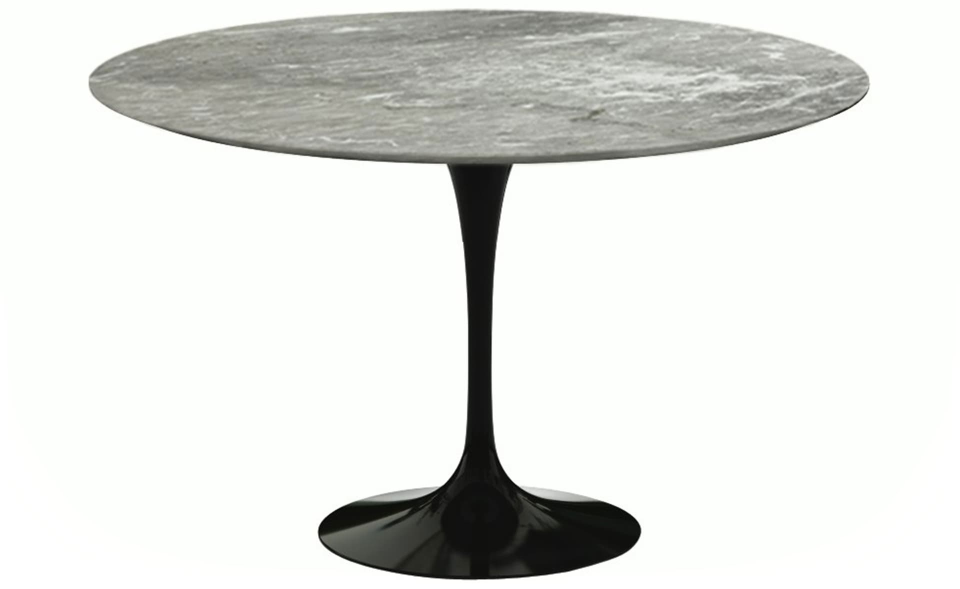 saarinen dining table - 47" round / high gloss - black / polished marble - grey