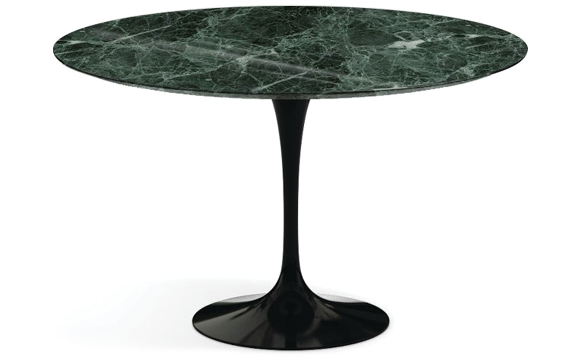 saarinen dining table - 47" round / high gloss - black / polished marble - verde alpi
