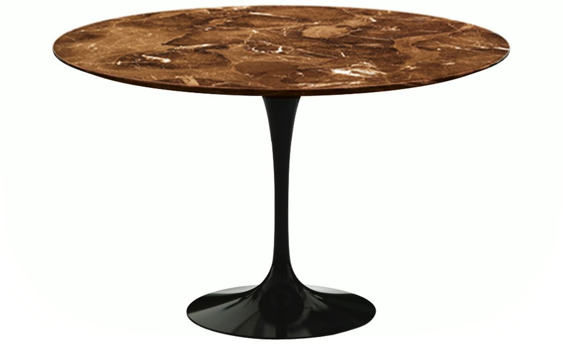 saarinen dining table - 54" round / high gloss - black / polished marble - espresso