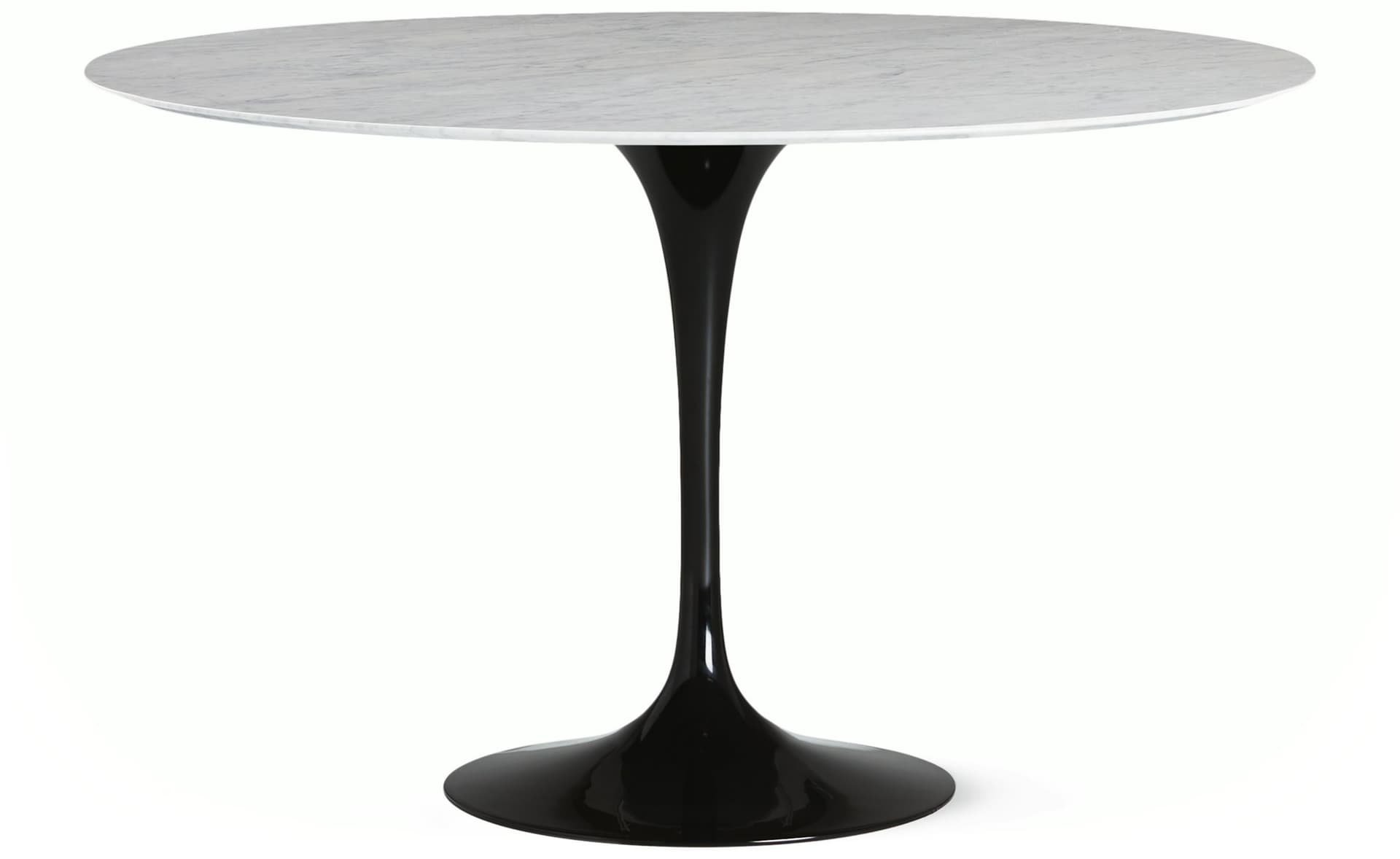 saarinen dining table - 54" round / high gloss - black / polished marble - carrara