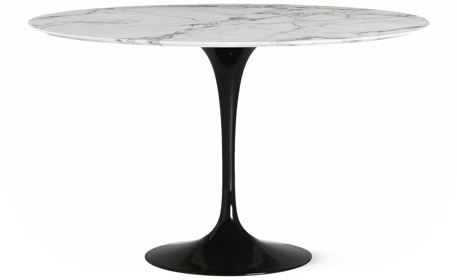saarinen dining table - 54" round / high gloss - black / polished marble - arabescato