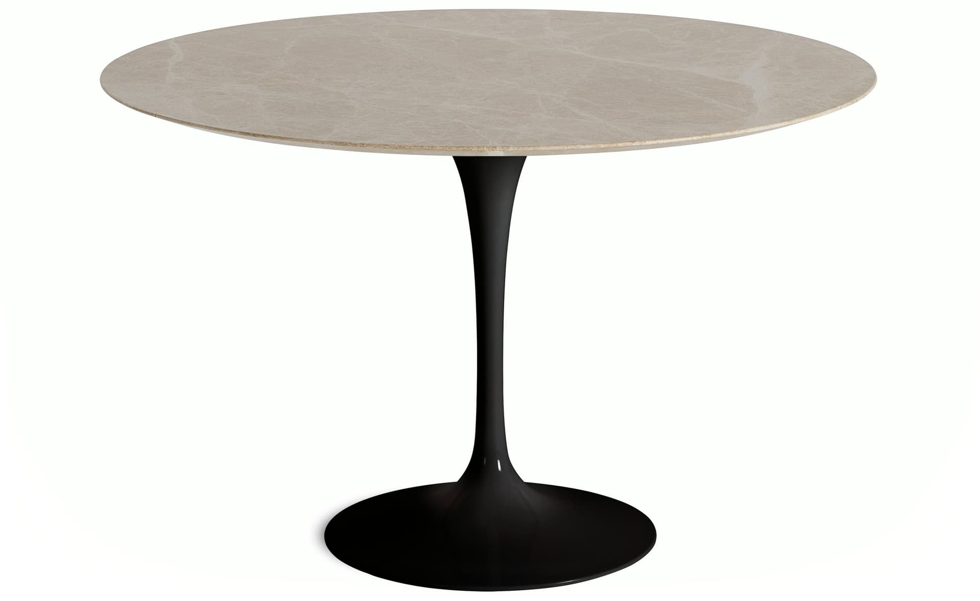 saarinen dining table - 54" round / high gloss - black / polished marble - emperador light