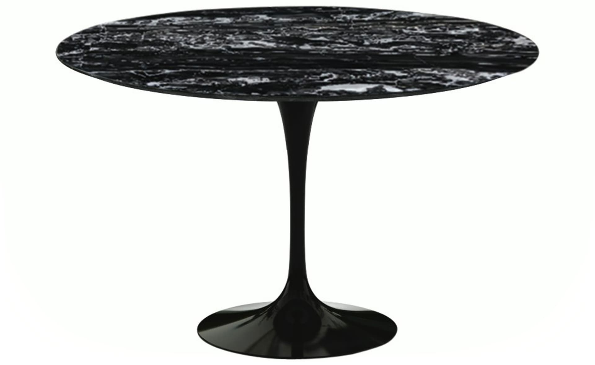 saarinen dining table - 54" round / high gloss - black / polished marble - portoro