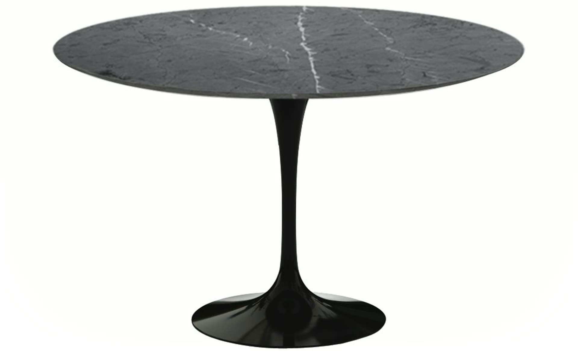 saarinen dining table - 54" round / high gloss - black / polished marble - grigio marquina