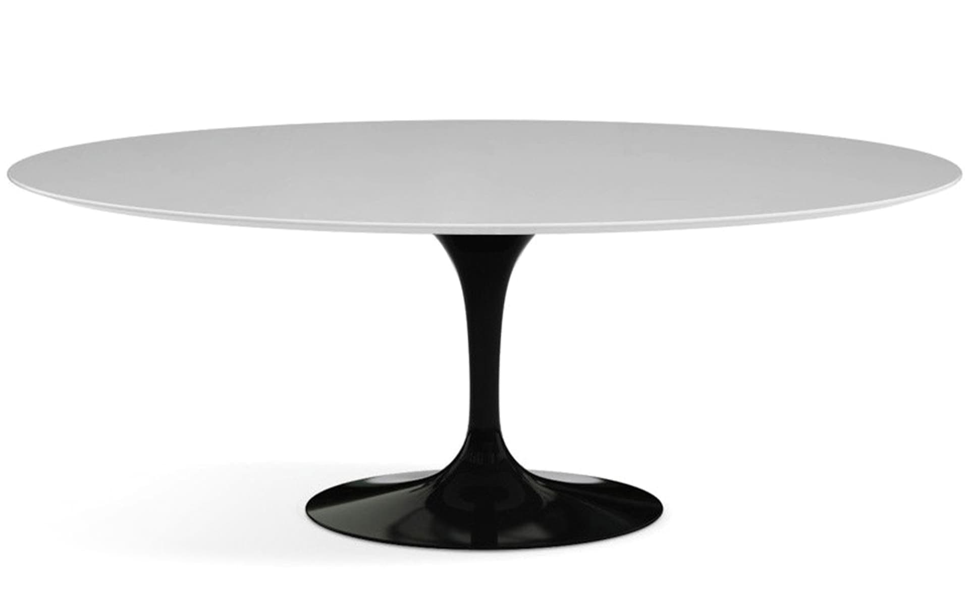 saarinen dining table - 78" oval / high gloss - black / laminate - white