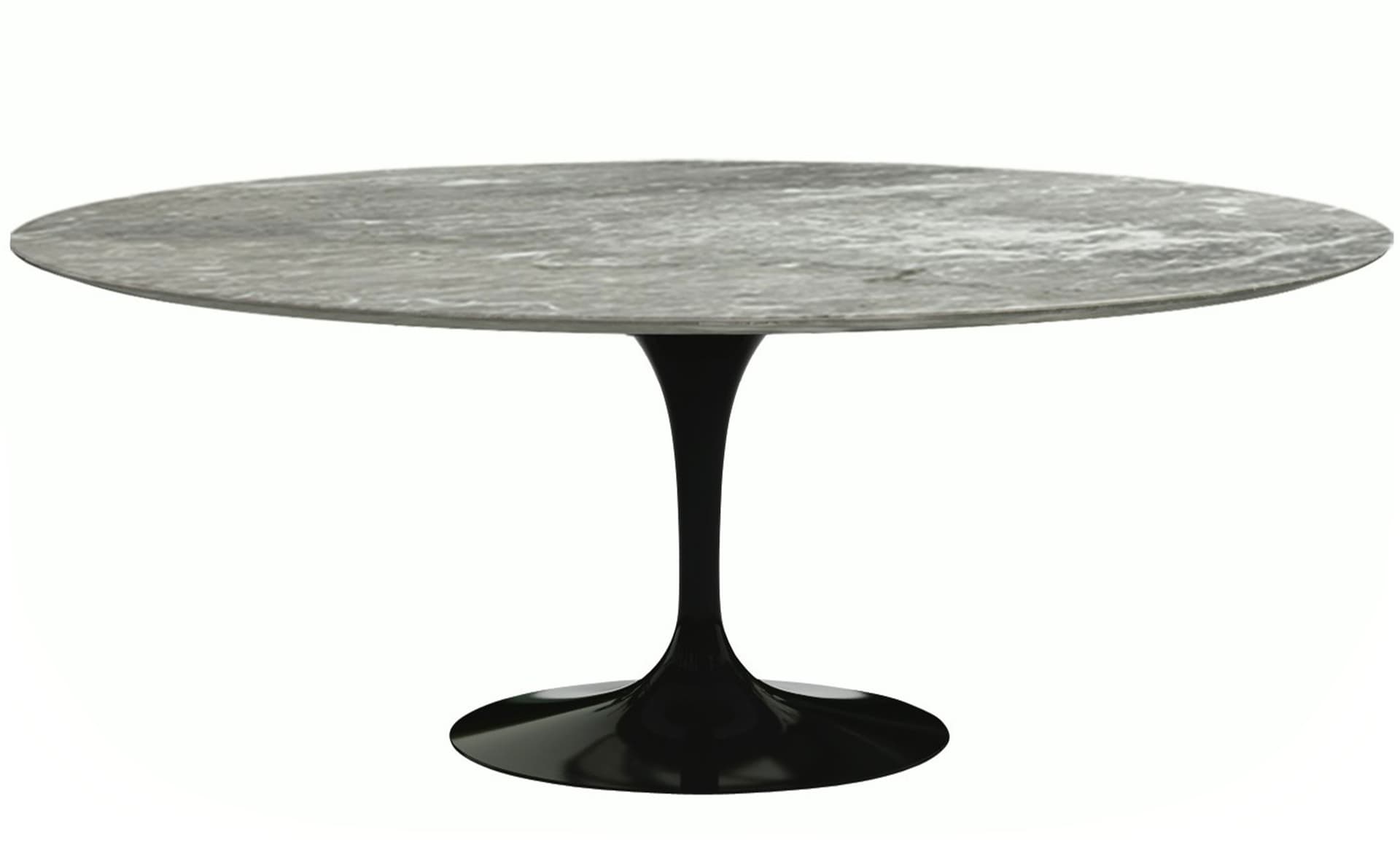 saarinen dining table - 78" oval / high gloss - black / polished marble - grey