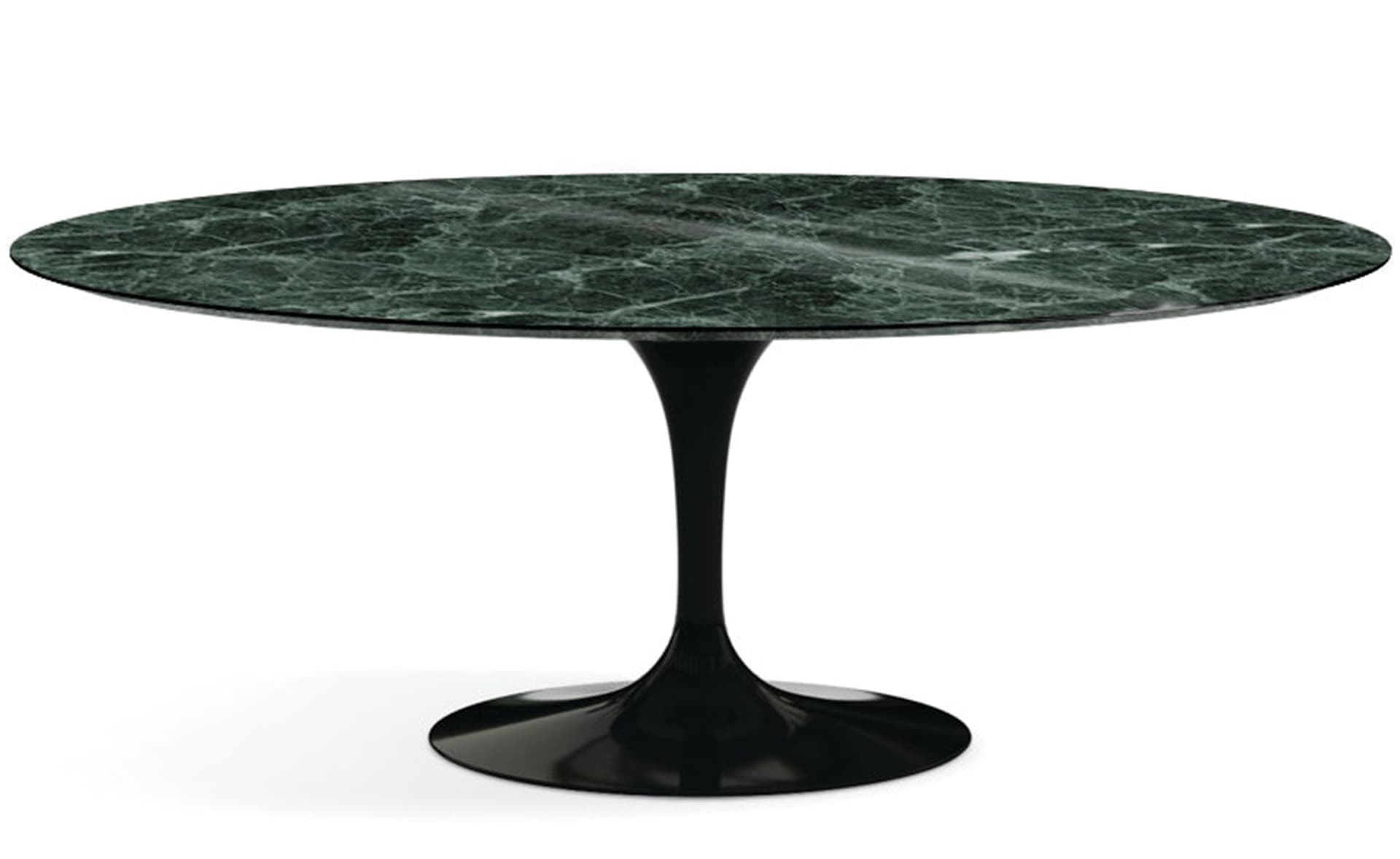 saarinen dining table - 78" oval / high gloss - black / polished marble - verde alpi
