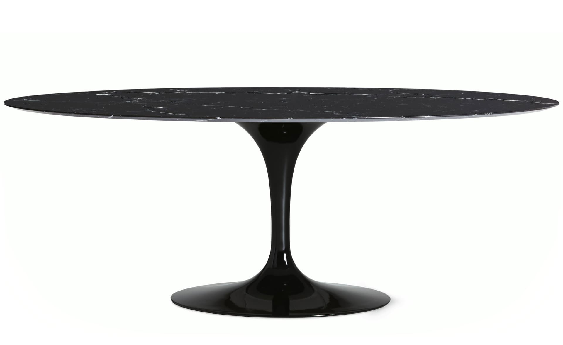 saarinen dining table - 78" oval / high gloss - black / satin marble - nero marquina