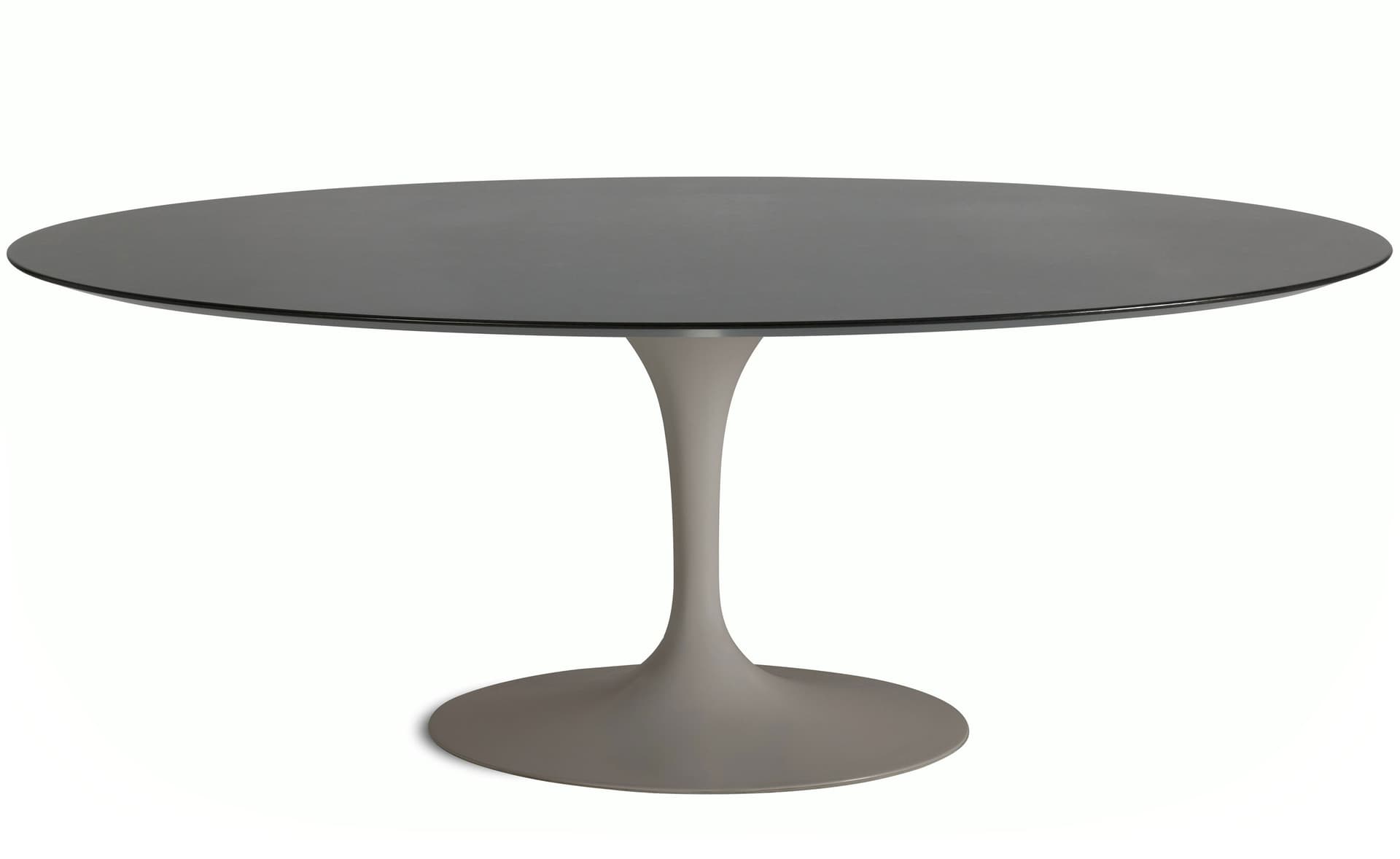 saarinen dining table - 78" oval / satin - grey / veneer - topo noir