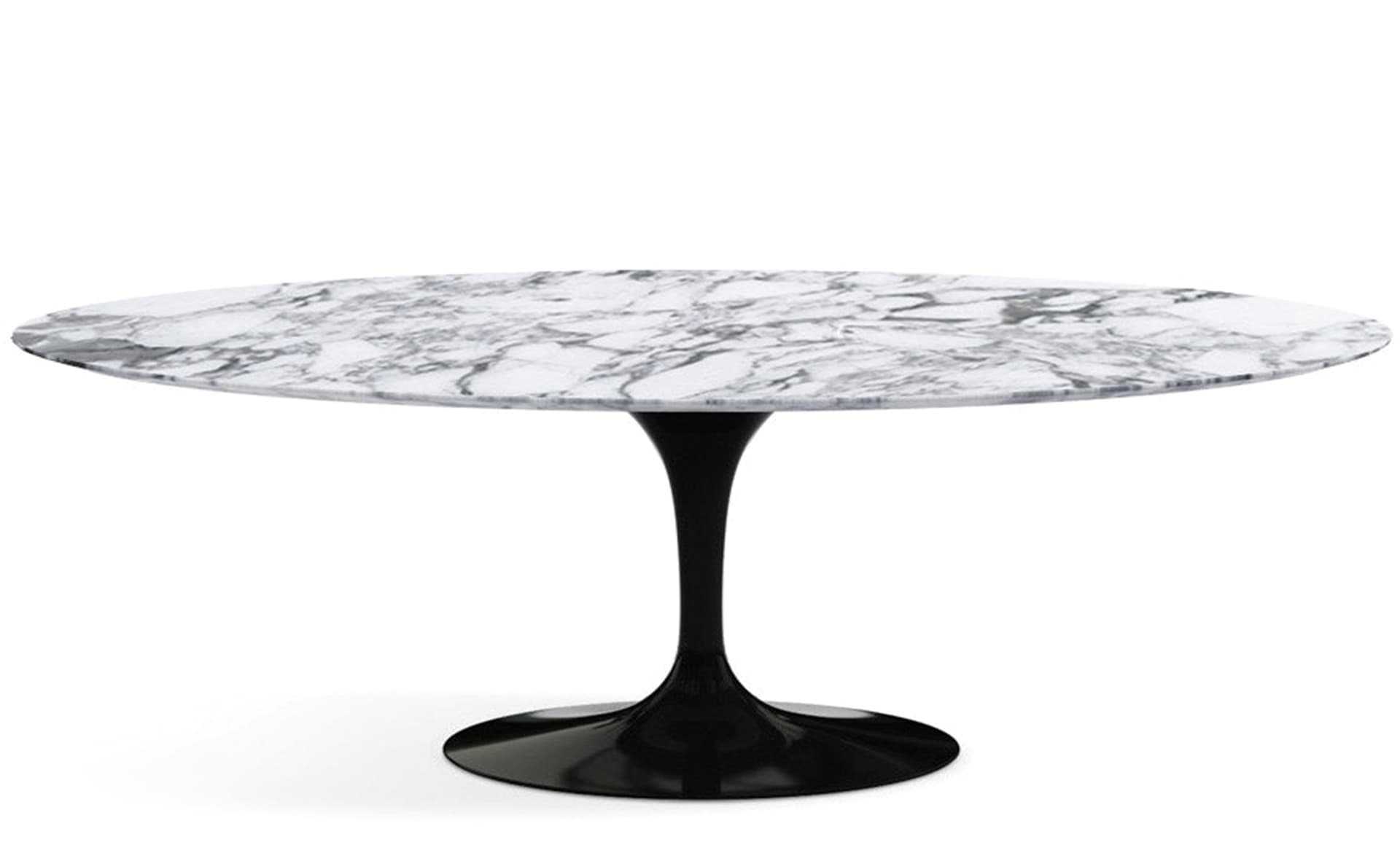 saarinen dining table - 84" oval / high gloss - black / polished marble - arabescato
