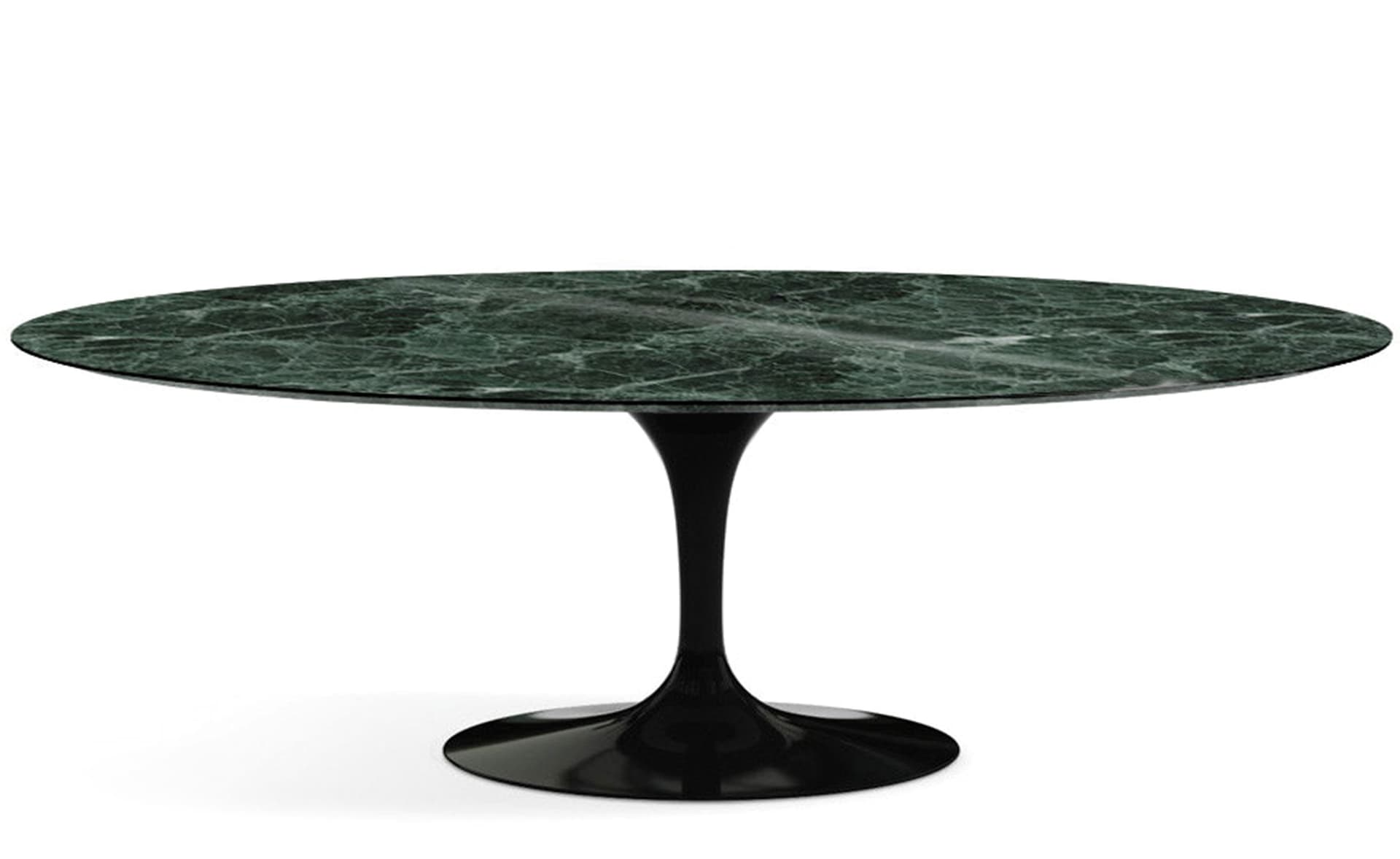 saarinen dining table - 84" oval / high gloss - black / polished marble - verde alpi
