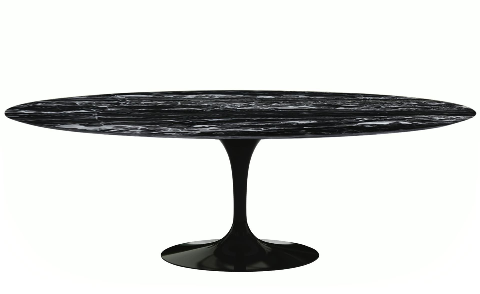 saarinen dining table - 84" oval / high gloss - black / polished marble - portoro