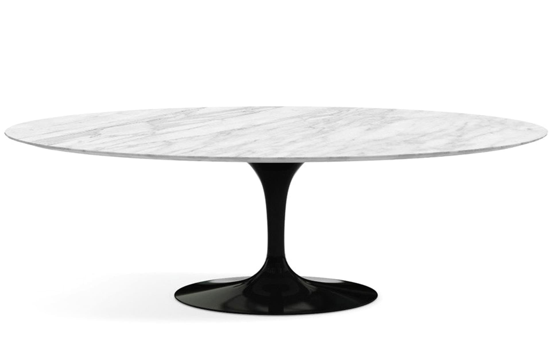 saarinen dining table - 84" oval / high gloss - black / satin marble - carrara