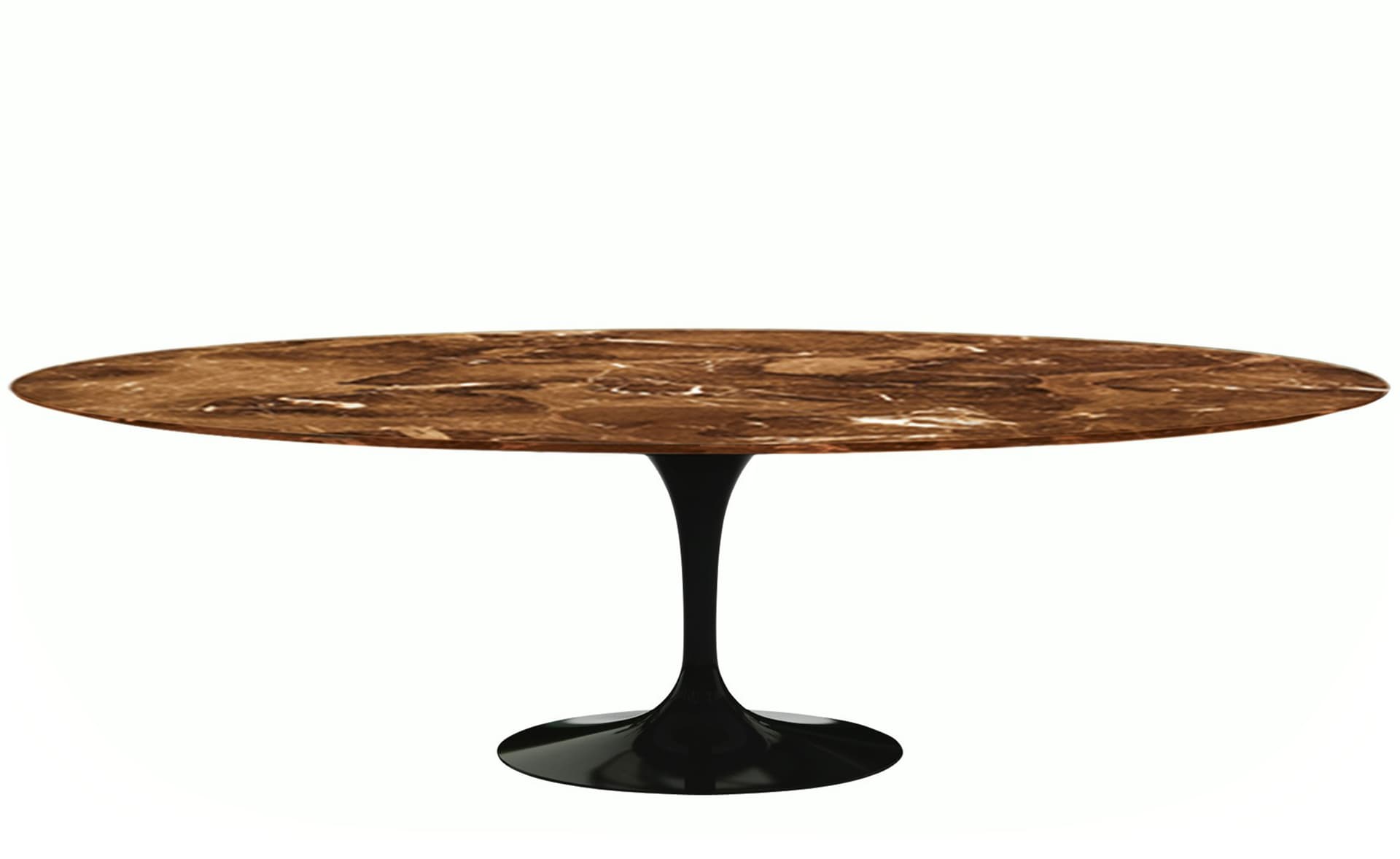 saarinen dining table - 96" oval / high gloss - black / satin marble - espresso