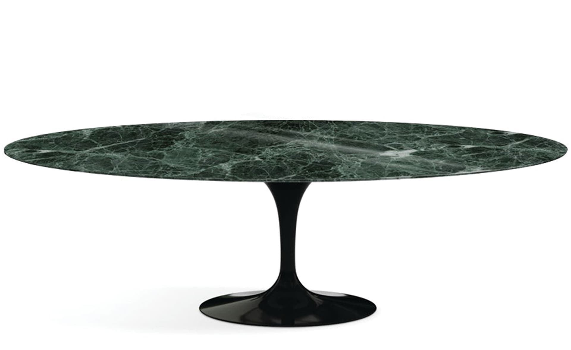 saarinen dining table - 96" oval / high gloss - black / polished marble - verde alpi