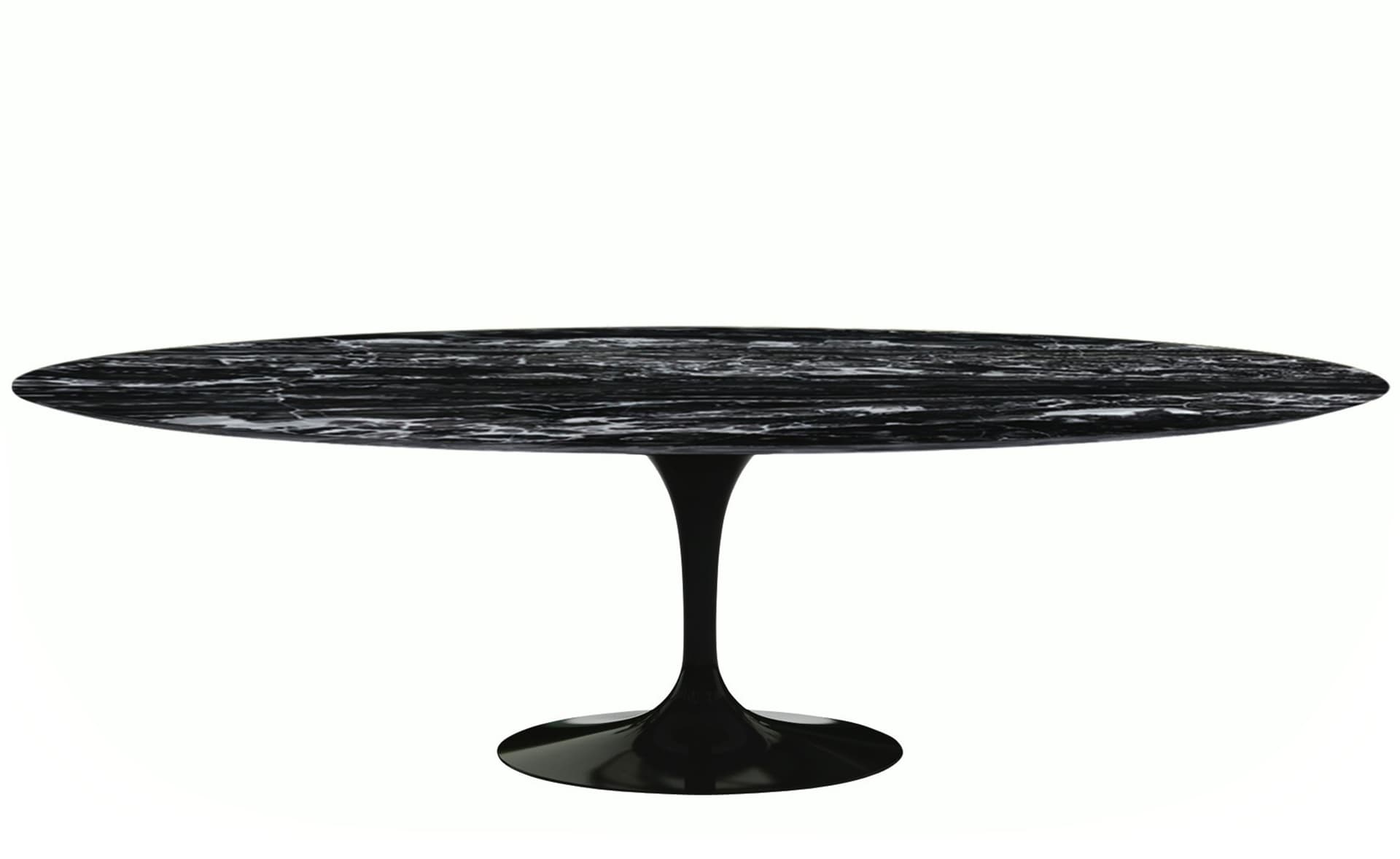 saarinen dining table - 96" oval / high gloss - black / polished marble - portoro