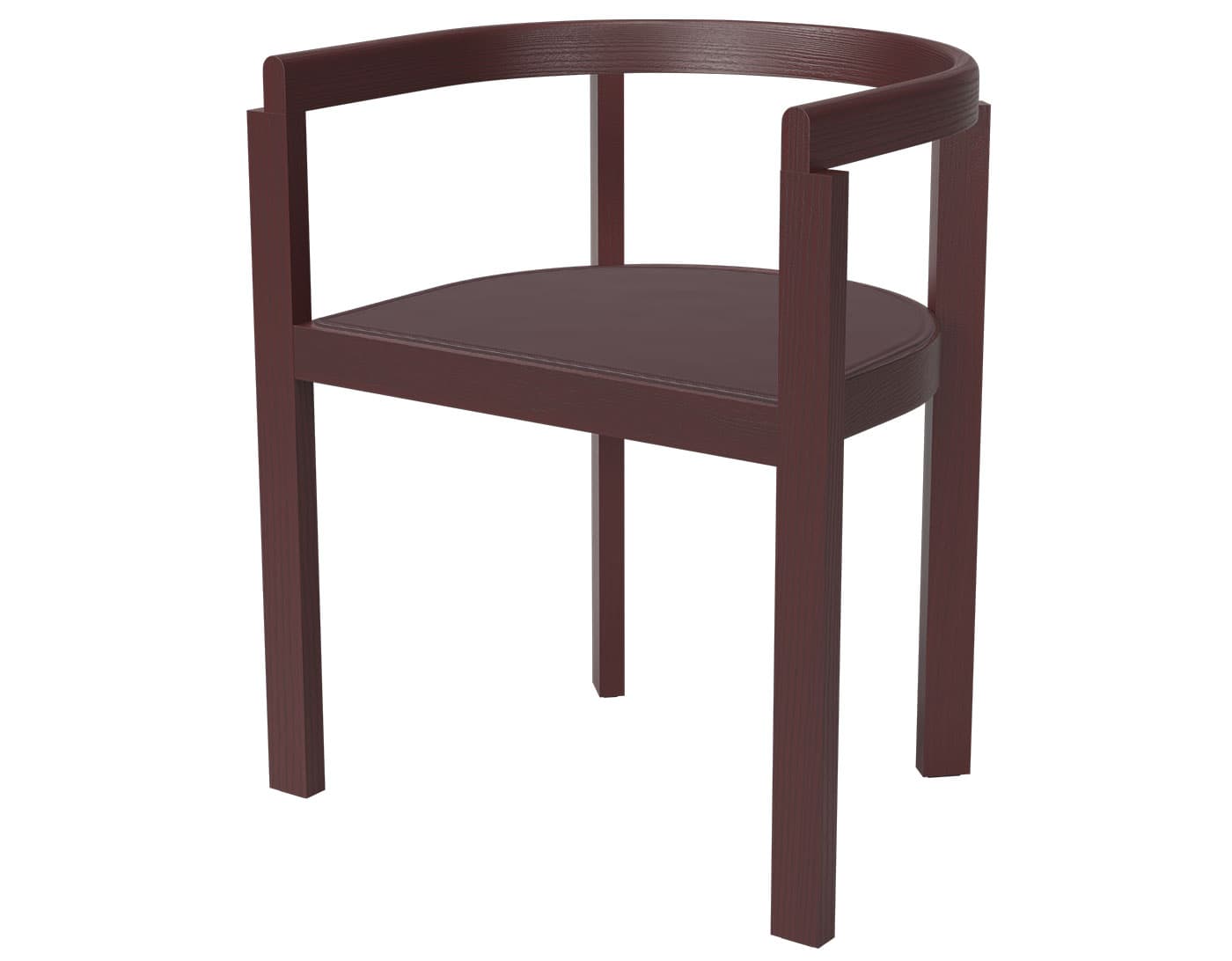 After Series Armchair / burgundy colored ash / add seat cushion - spectrum leather, blackberry