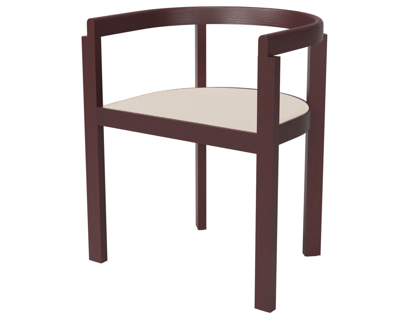 After Series Armchair / burgundy colored ash / add seat cushion - natural leather