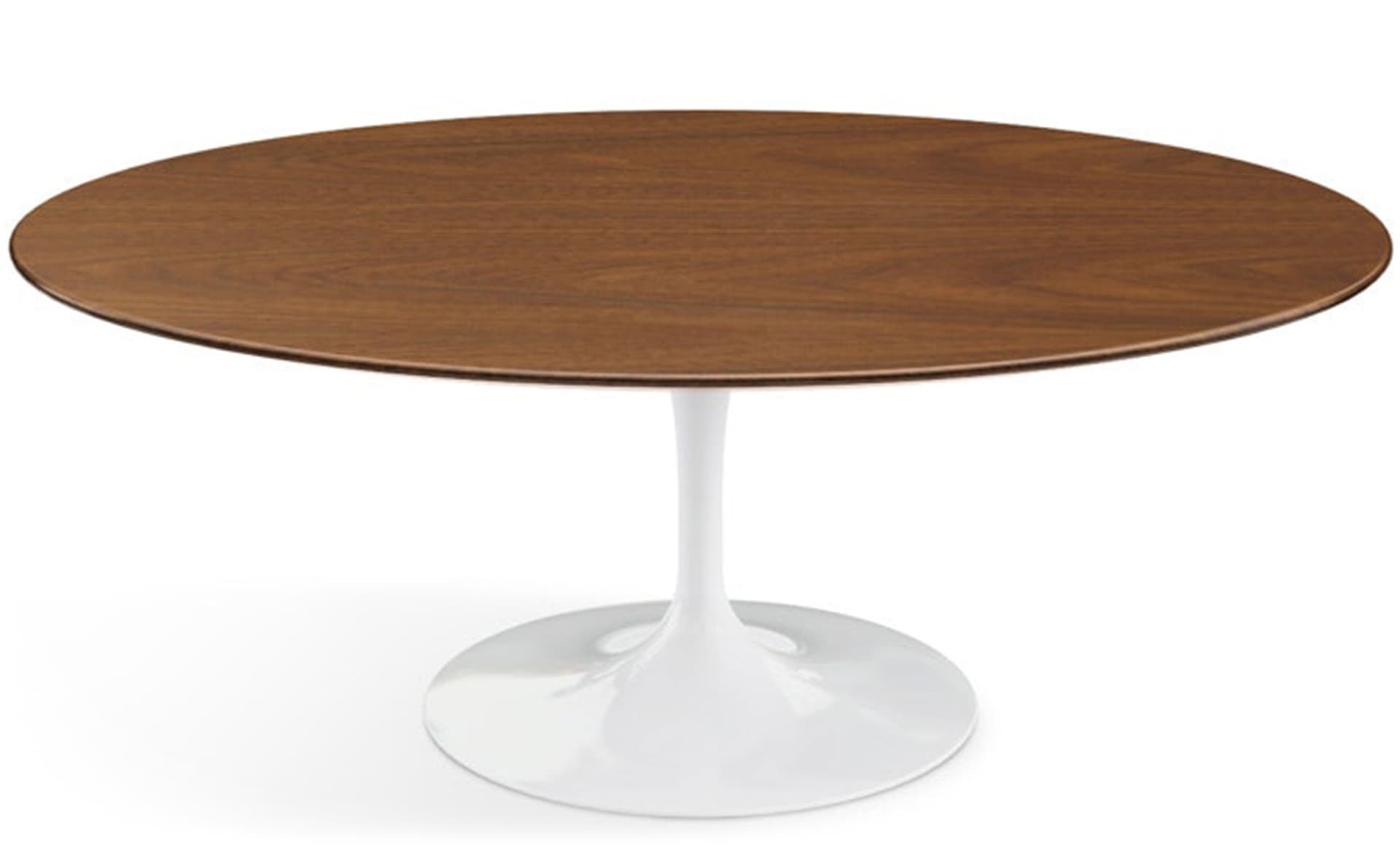 saarinen coffee table - 42" oval / high gloss - white / veneer - light walnut