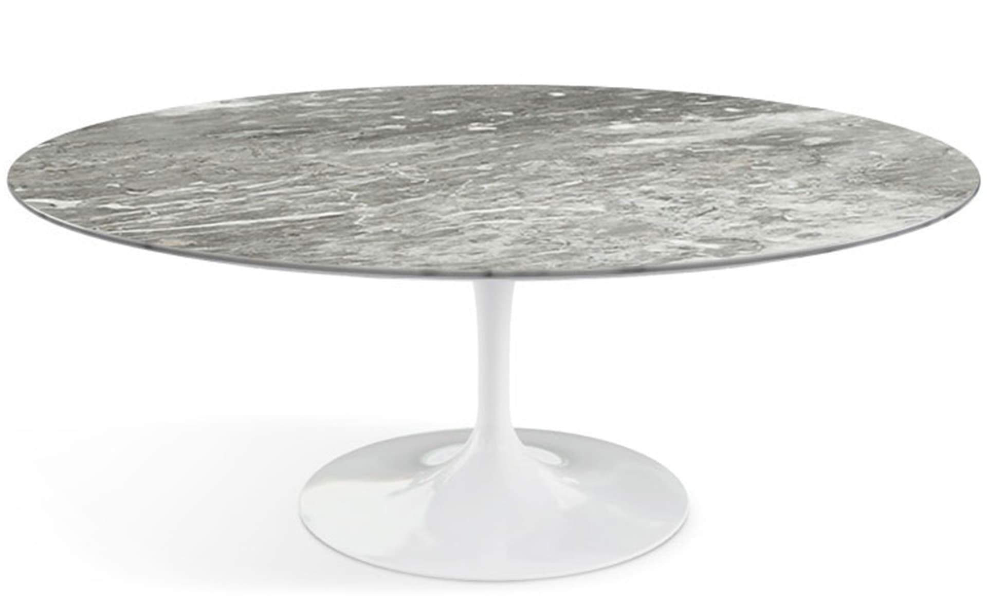 saarinen coffee table - 42" oval / high gloss - white / satin marble - grey