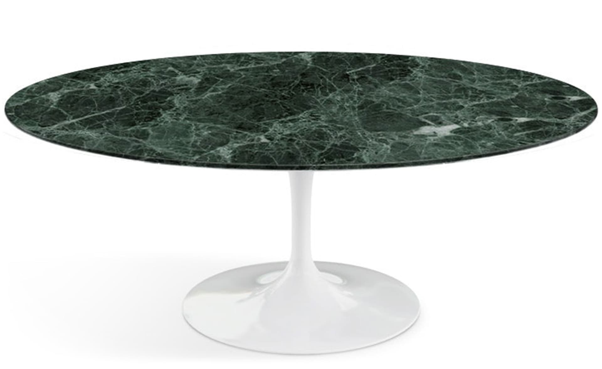 saarinen coffee table - 42" oval / high gloss - white / satin marble - verde alpi