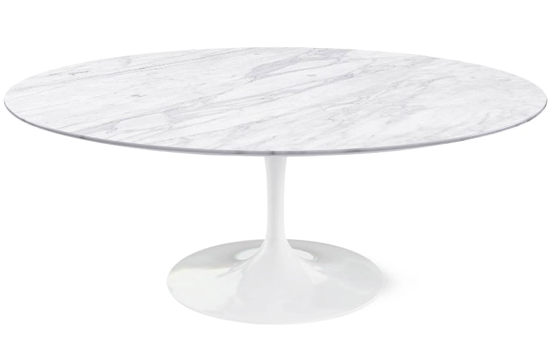 saarinen coffee table - 42" oval / high gloss - white / satin marble - carrara