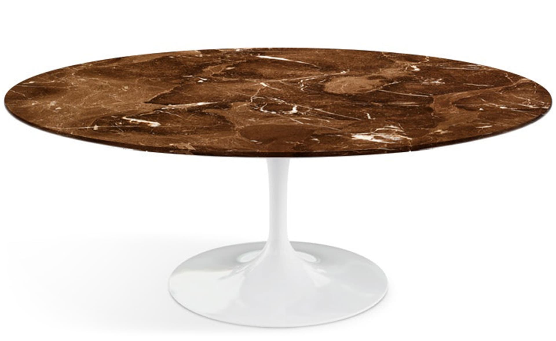 saarinen coffee table - 42" oval / high gloss - white / satin marble - espresso