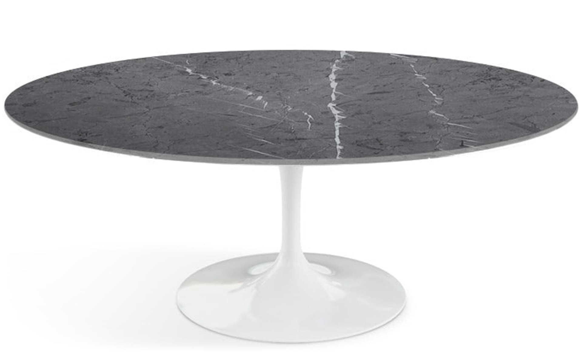 saarinen coffee table - 42" oval / high gloss - white / polished marble - grigio marquina