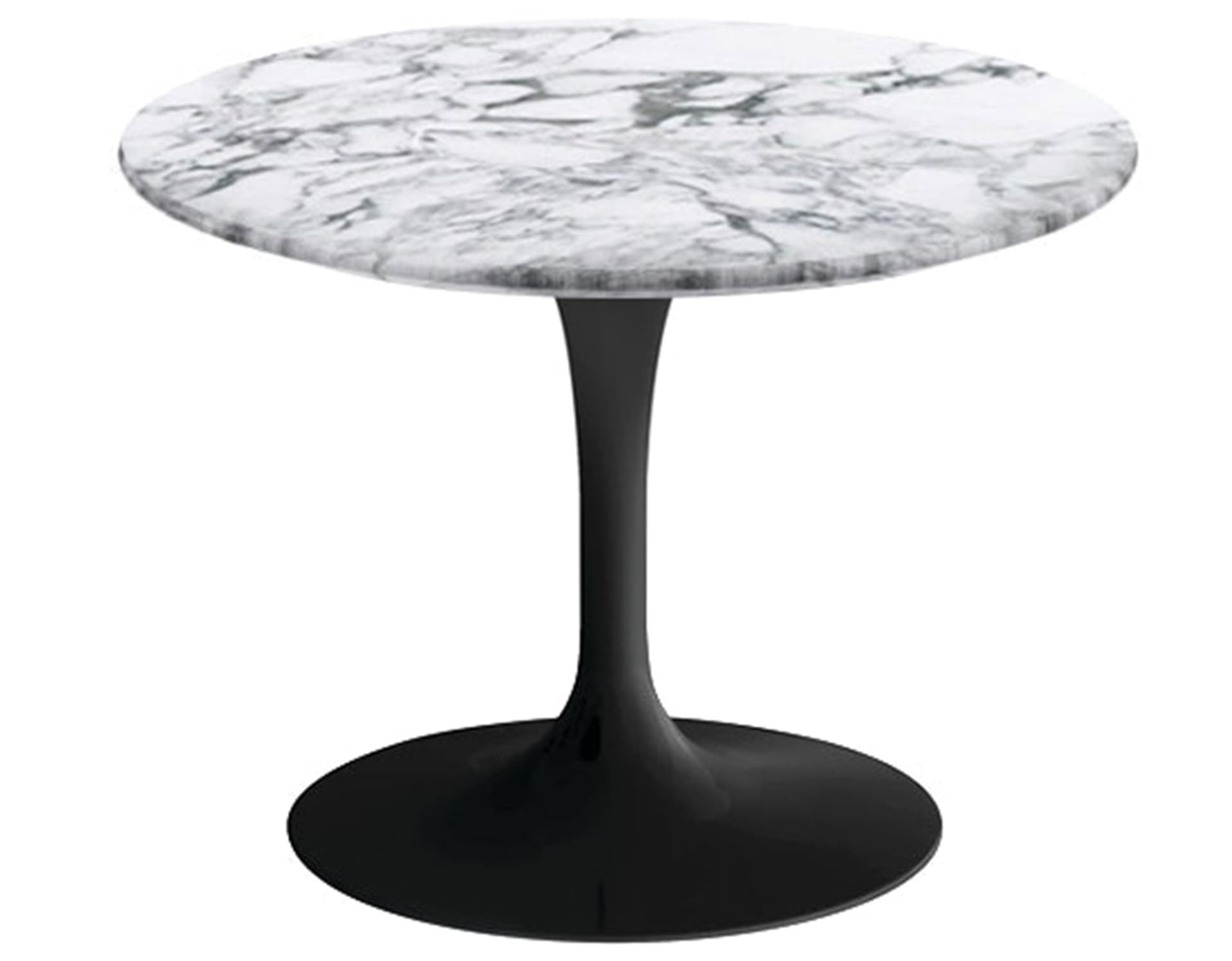 saarinen coffee table - 20" round / high gloss - black / polished marble - arabescato