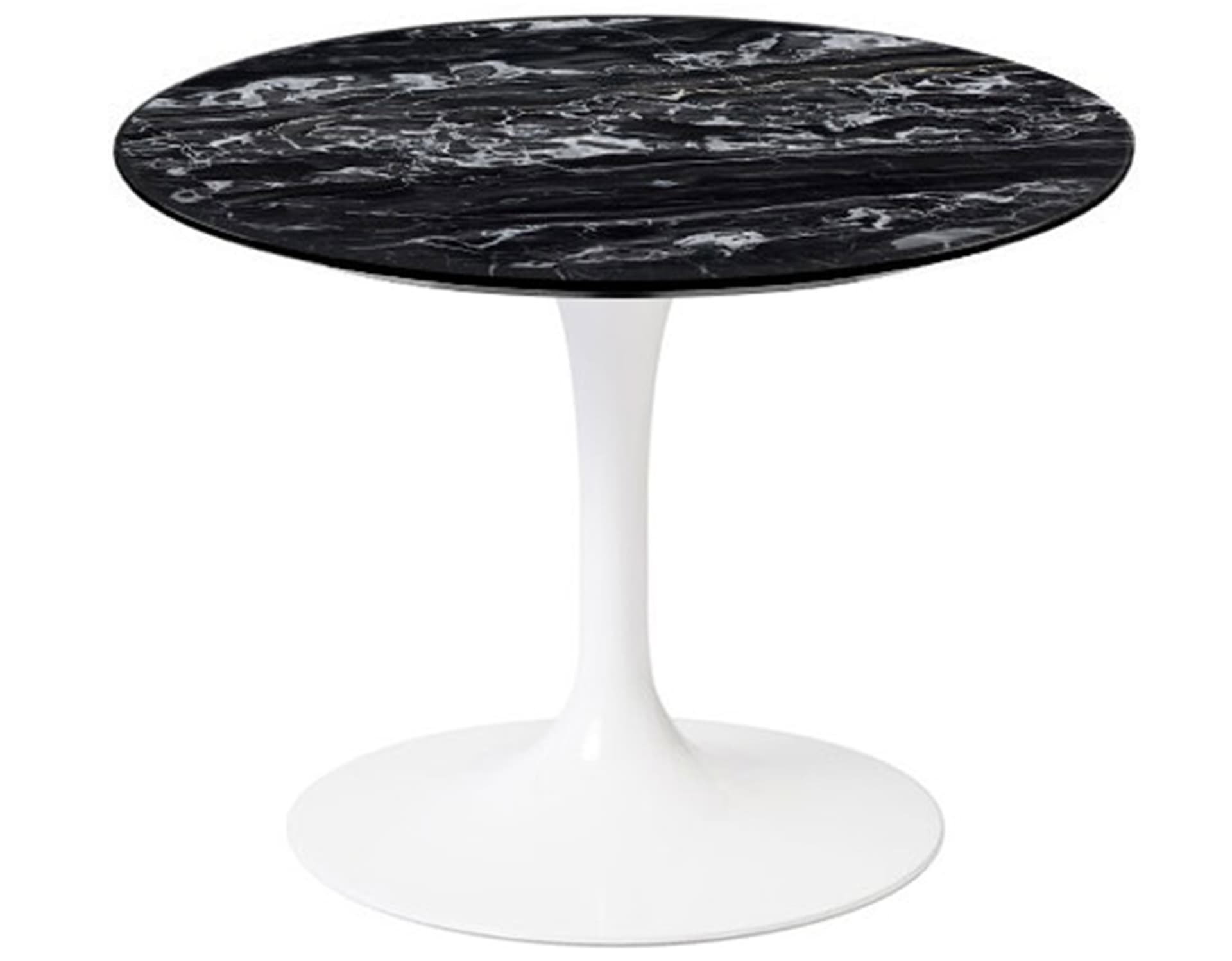 saarinen coffee table - 20" round / high gloss - white / satin marble - portoro