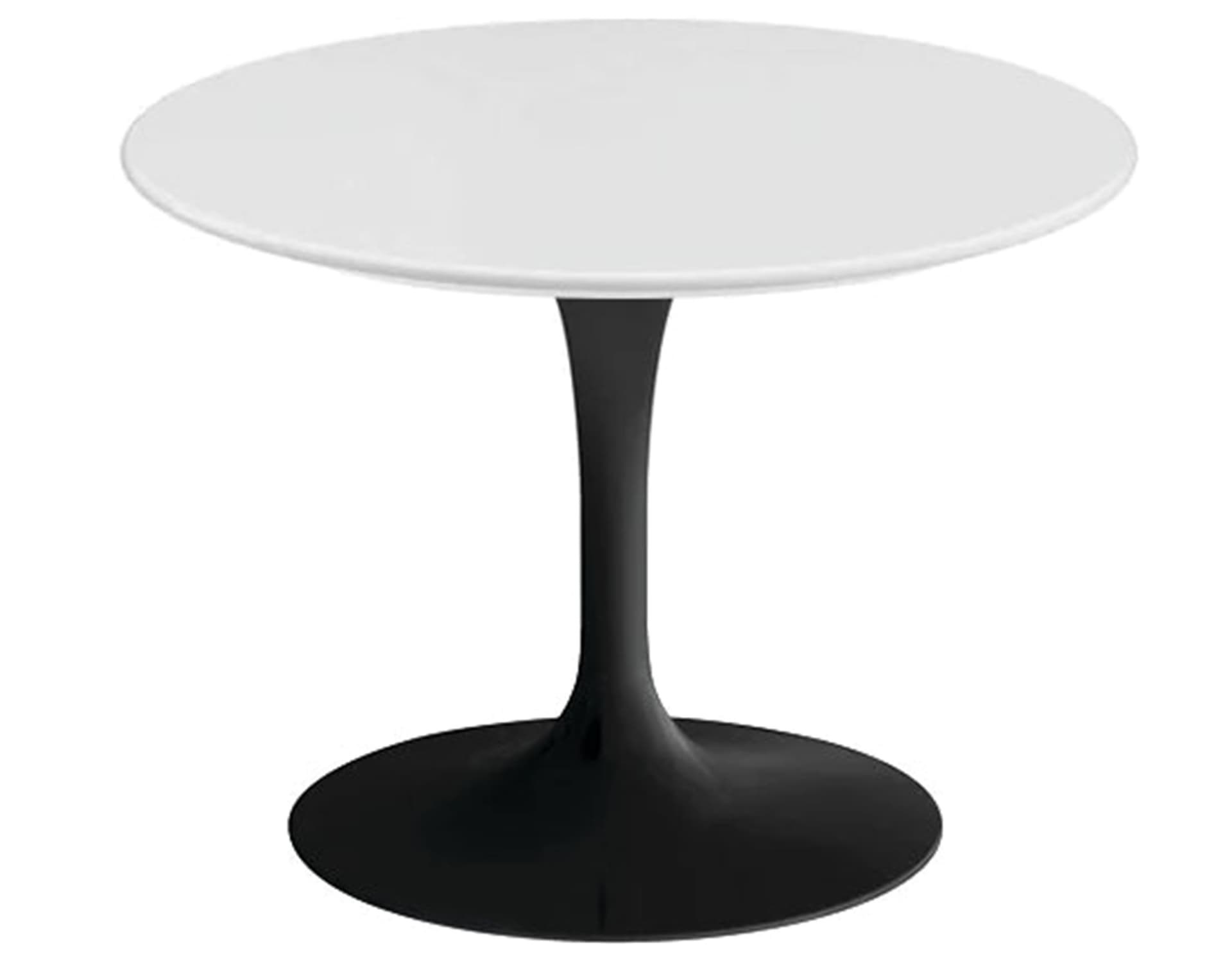 saarinen coffee table - 20" round / high gloss - black / laminate - white