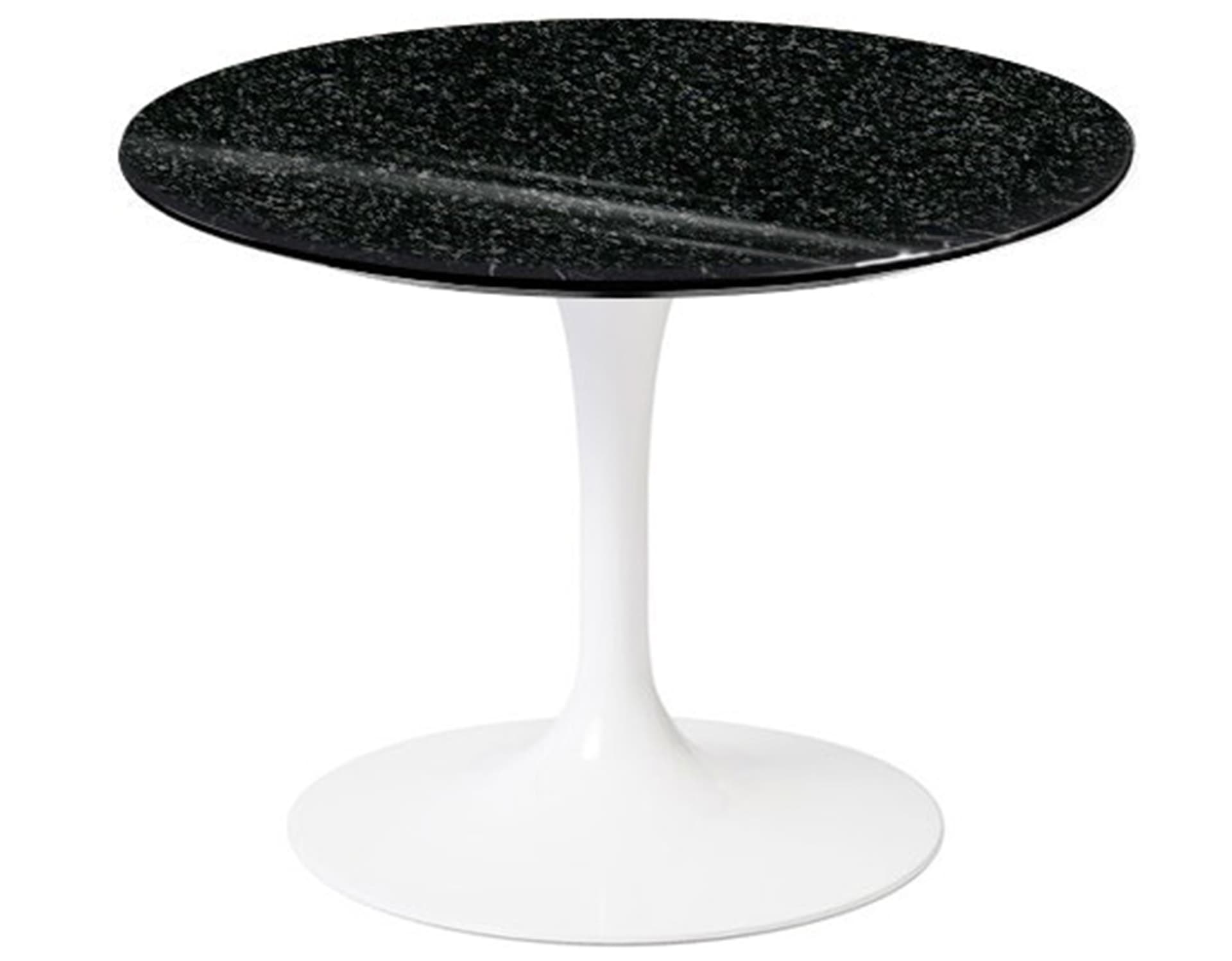 saarinen coffee table - 20" round / high gloss - white / granite - black andes