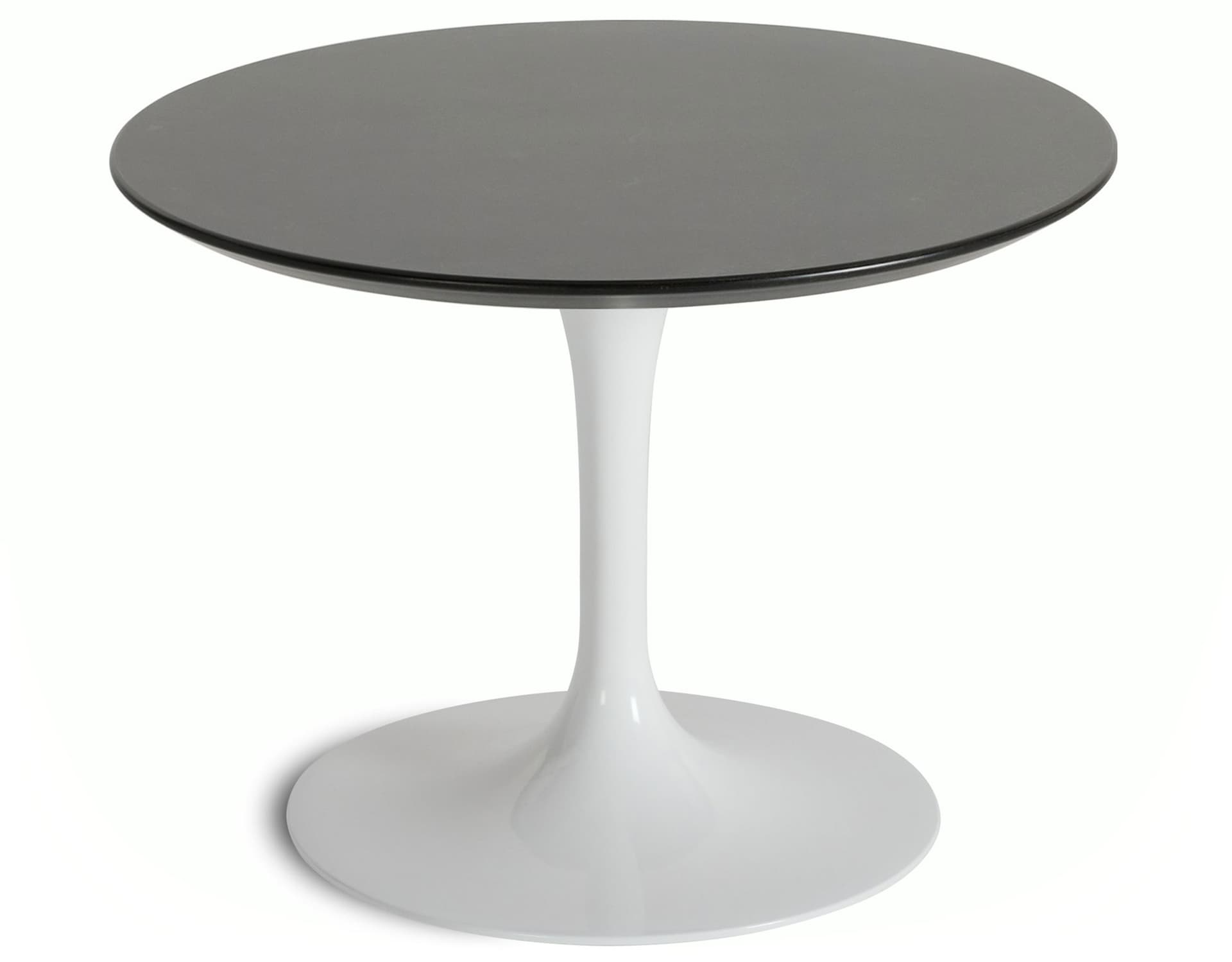 saarinen coffee table - 20" round / high gloss - white / veneer - topo noir