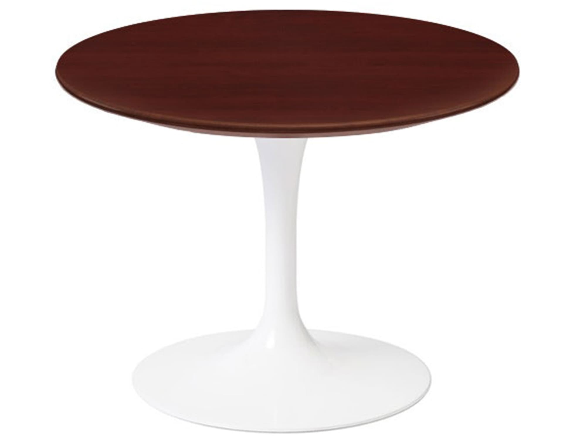 saarinen coffee table - 20" round / high gloss - white / veneer - reff dark cherry