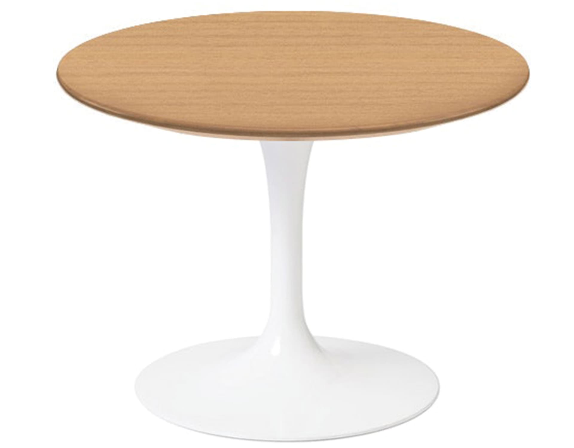 saarinen coffee table - 20" round / high gloss - white / veneer - light oak