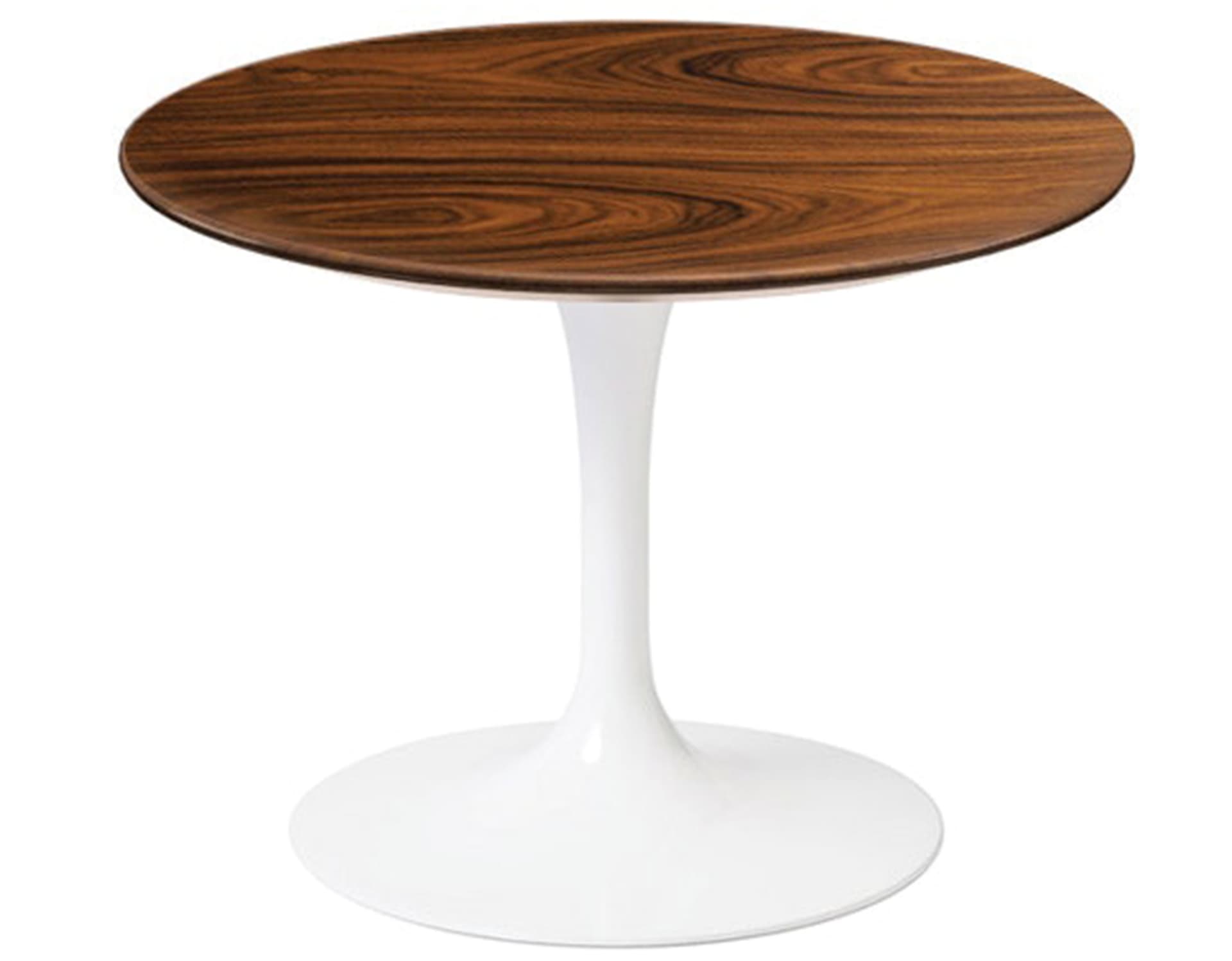 saarinen coffee table - 20" round / high gloss - white / veneer - rosewood