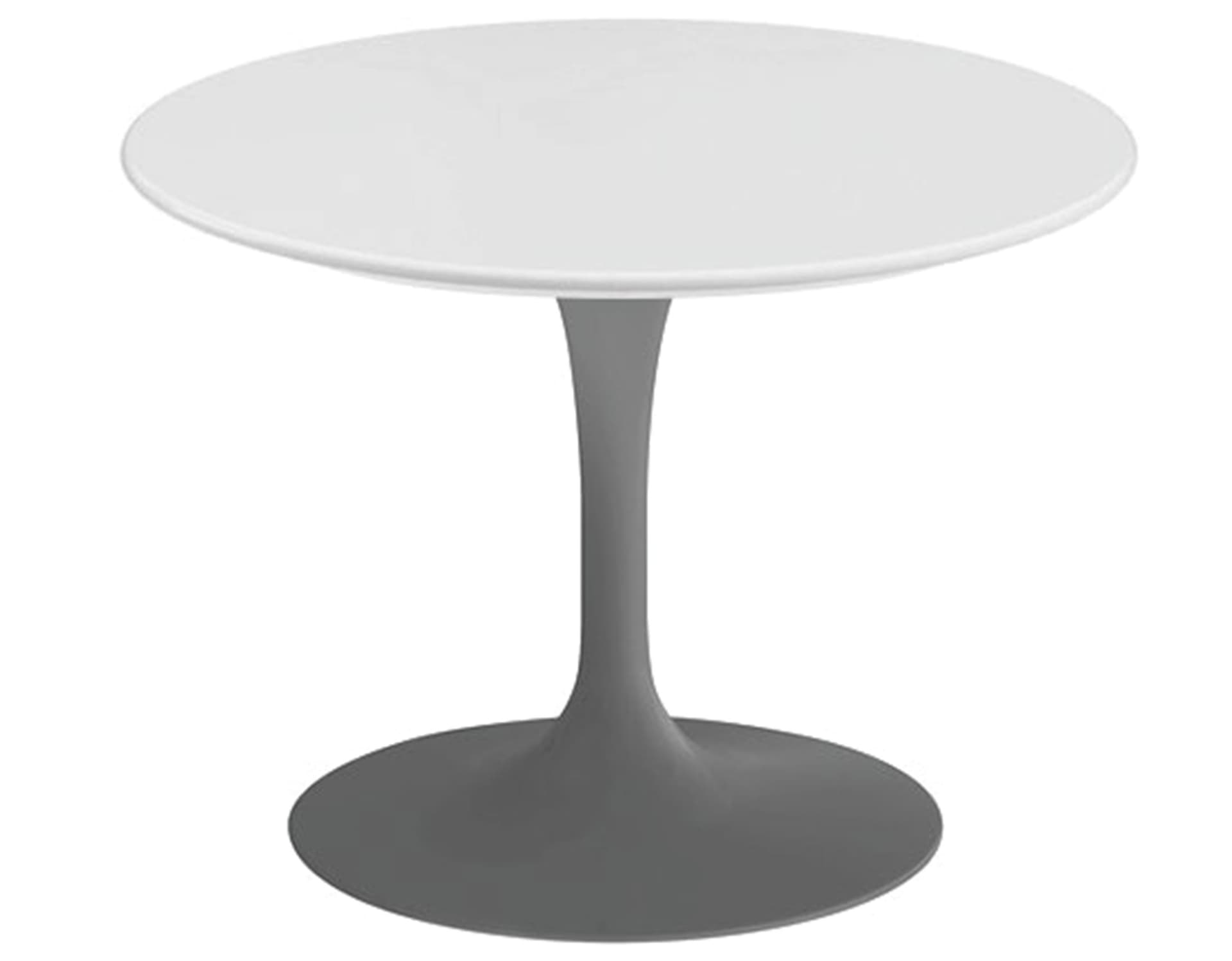 saarinen coffee table - 20" round / satin - grey / laminate - white