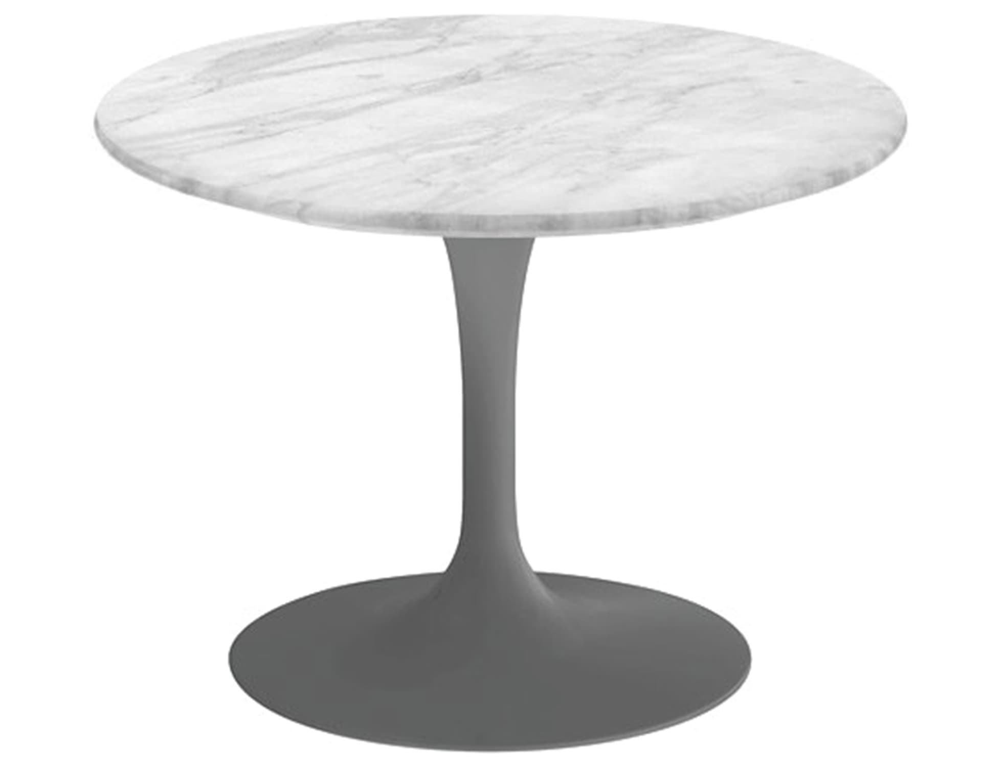 saarinen coffee table - 20" round / satin - grey / polished marble - carrara