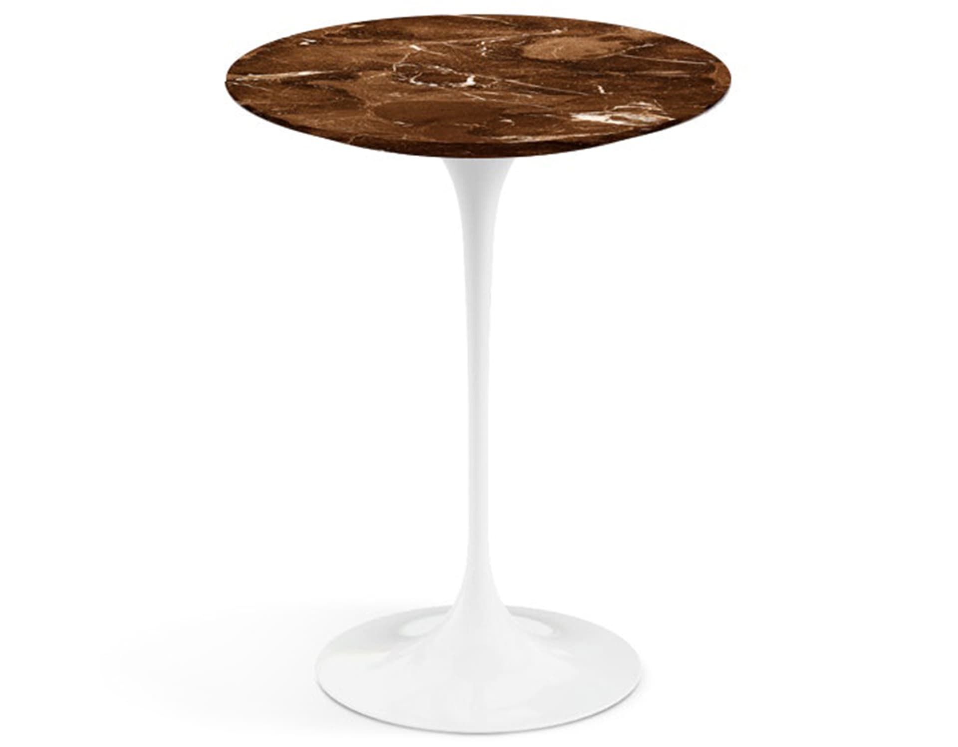saarinen side table - 16" round / polished marble - espresso / high gloss - white