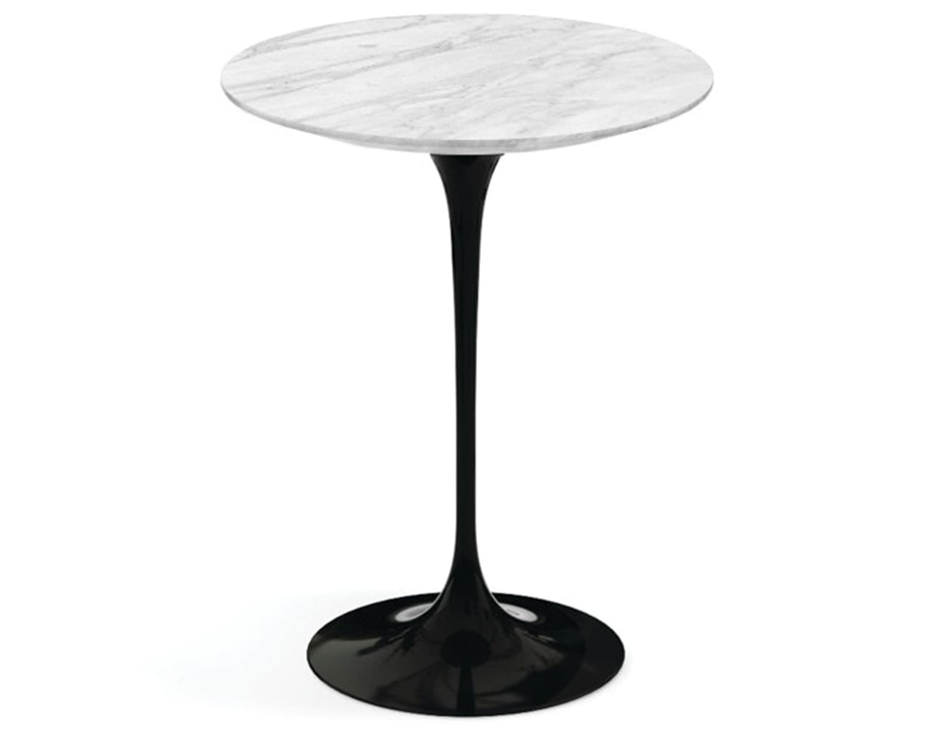 saarinen side table - 16" round / polished marble - carrara / high gloss - black